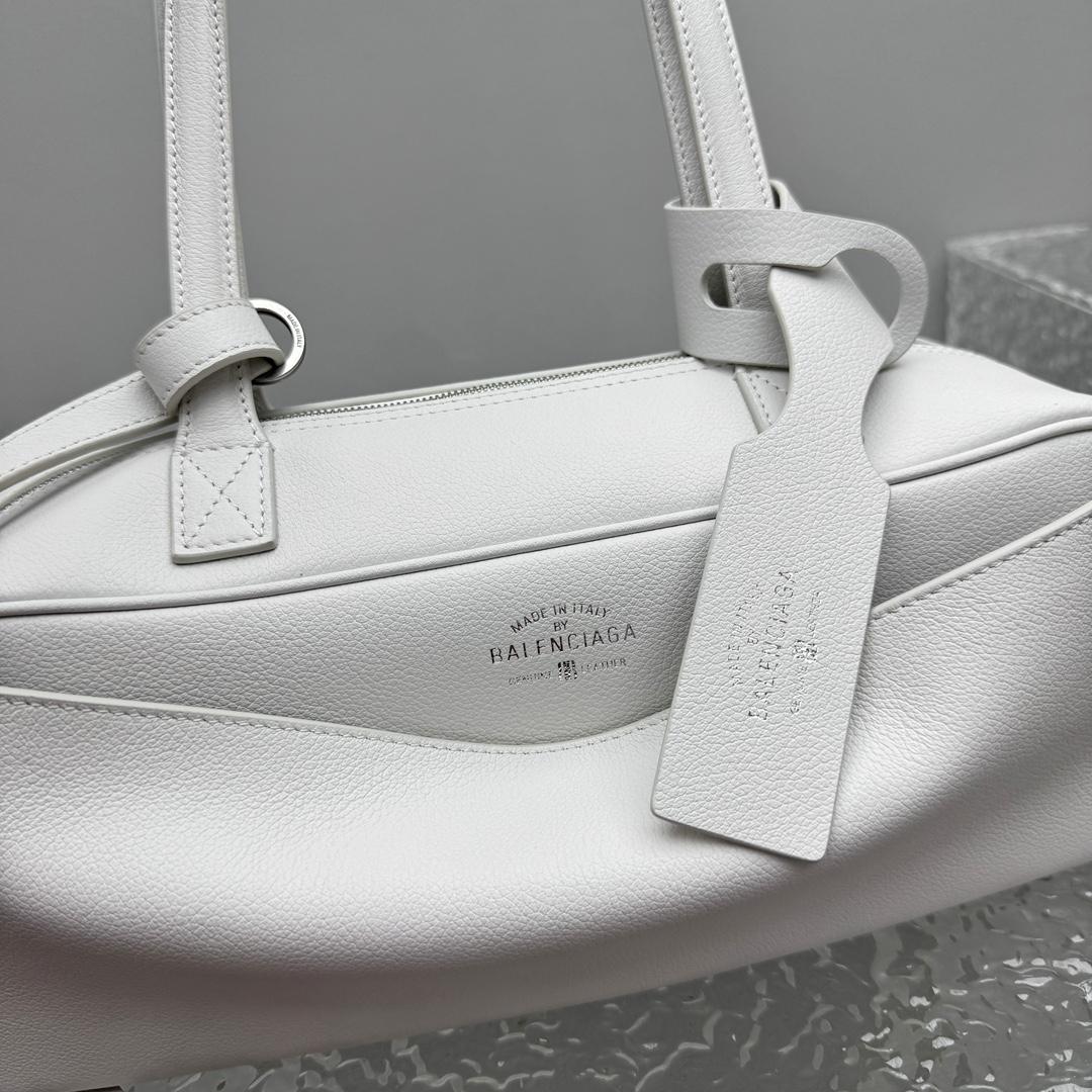 Balenciaga Carrie Bowling Bag Small In White - DopestKickz