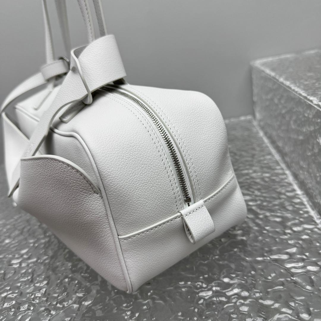 Balenciaga Carrie Bowling Bag Small In White - DopestKickz