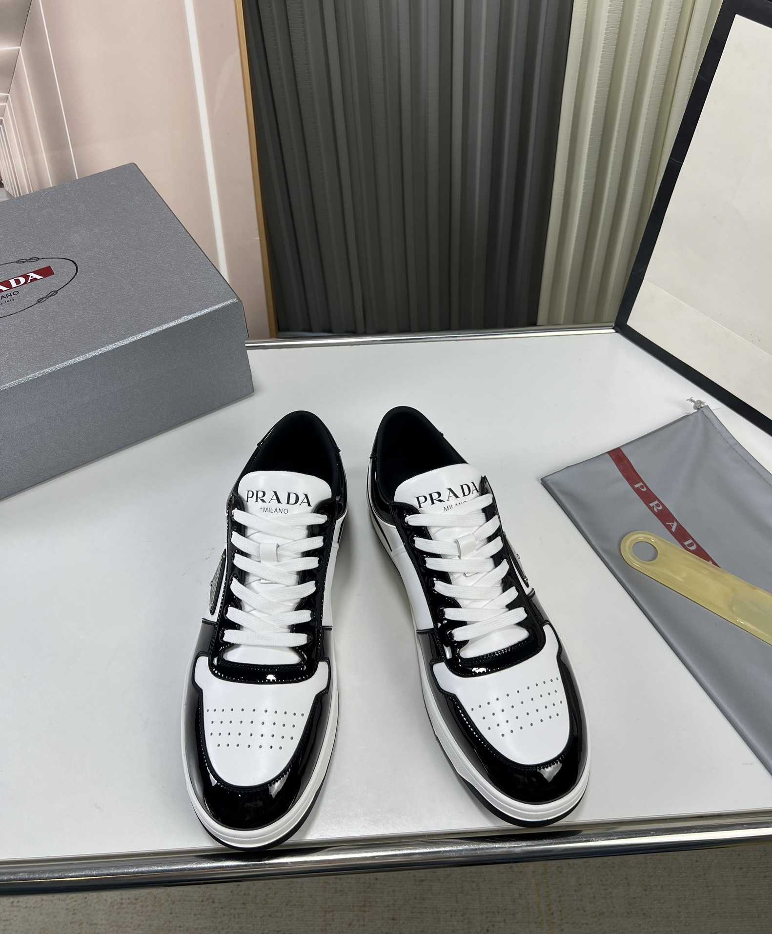 Prada Downtown triangle-logo Sneakers - DopestKickz