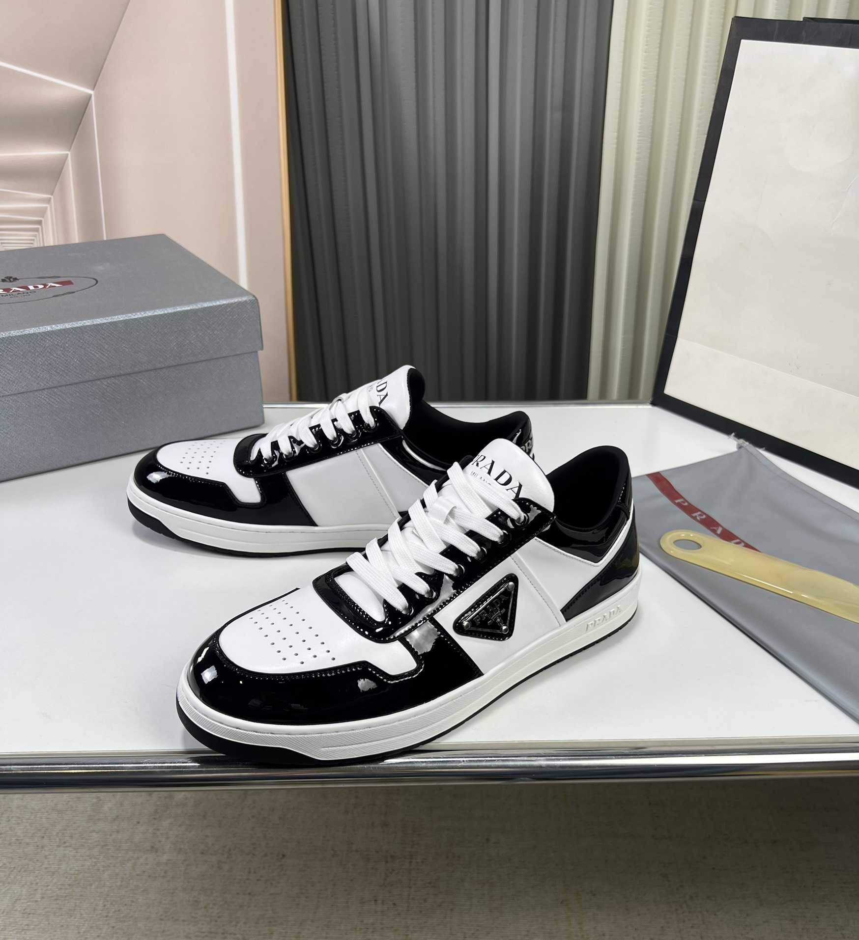 Prada Downtown triangle-logo Sneakers - DopestKickz