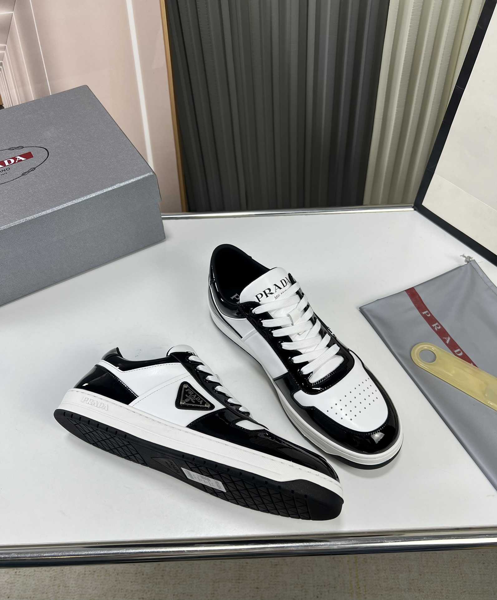 Prada Downtown triangle-logo Sneakers - DopestKickz