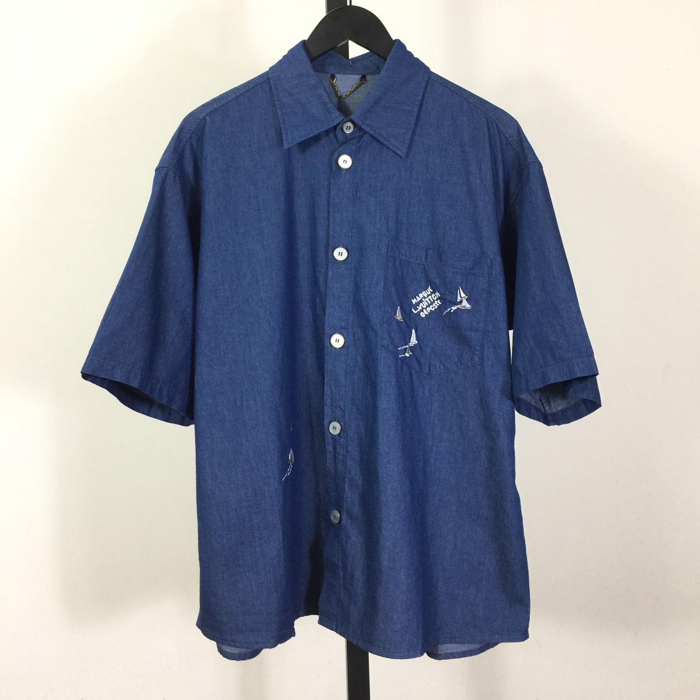 Louis Vuitton Embroidered Chambray Short-Sleeved Shirt   1AHVVX - DopestKickz