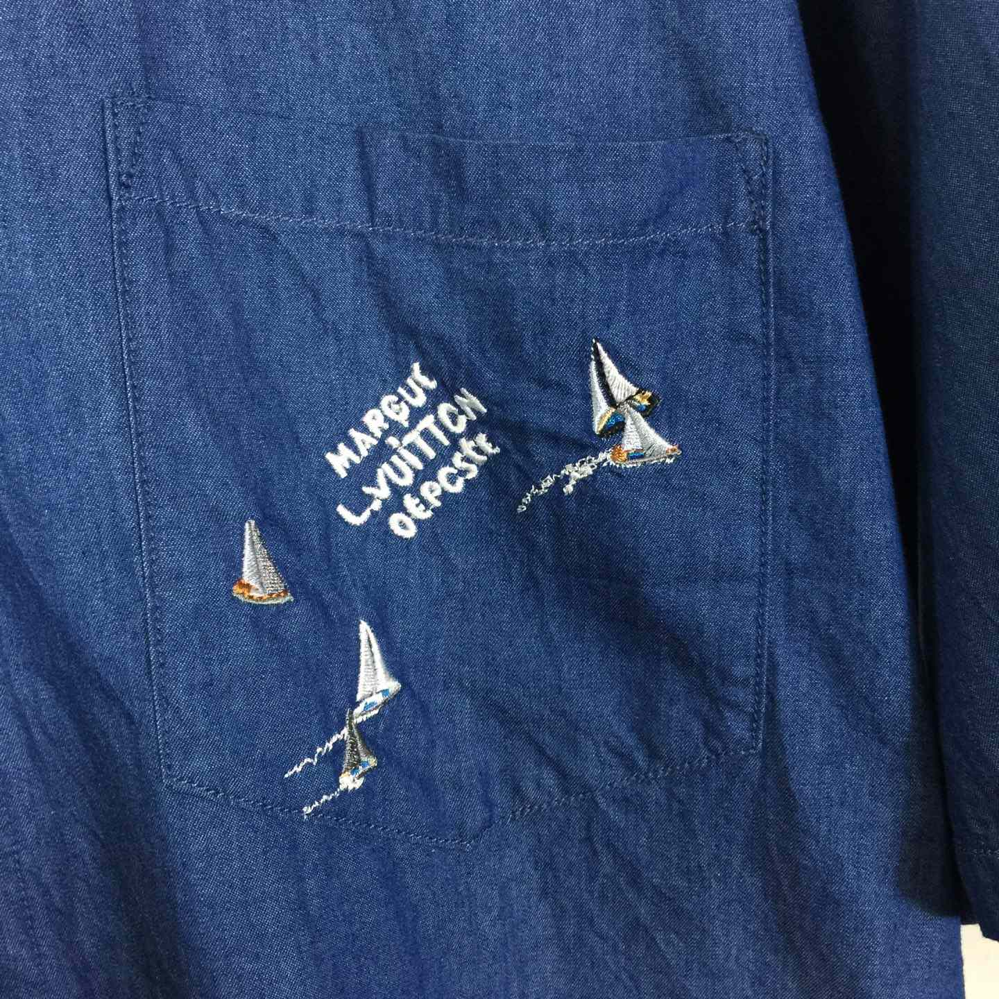 Louis Vuitton Embroidered Chambray Short-Sleeved Shirt   1AHVVX - DopestKickz