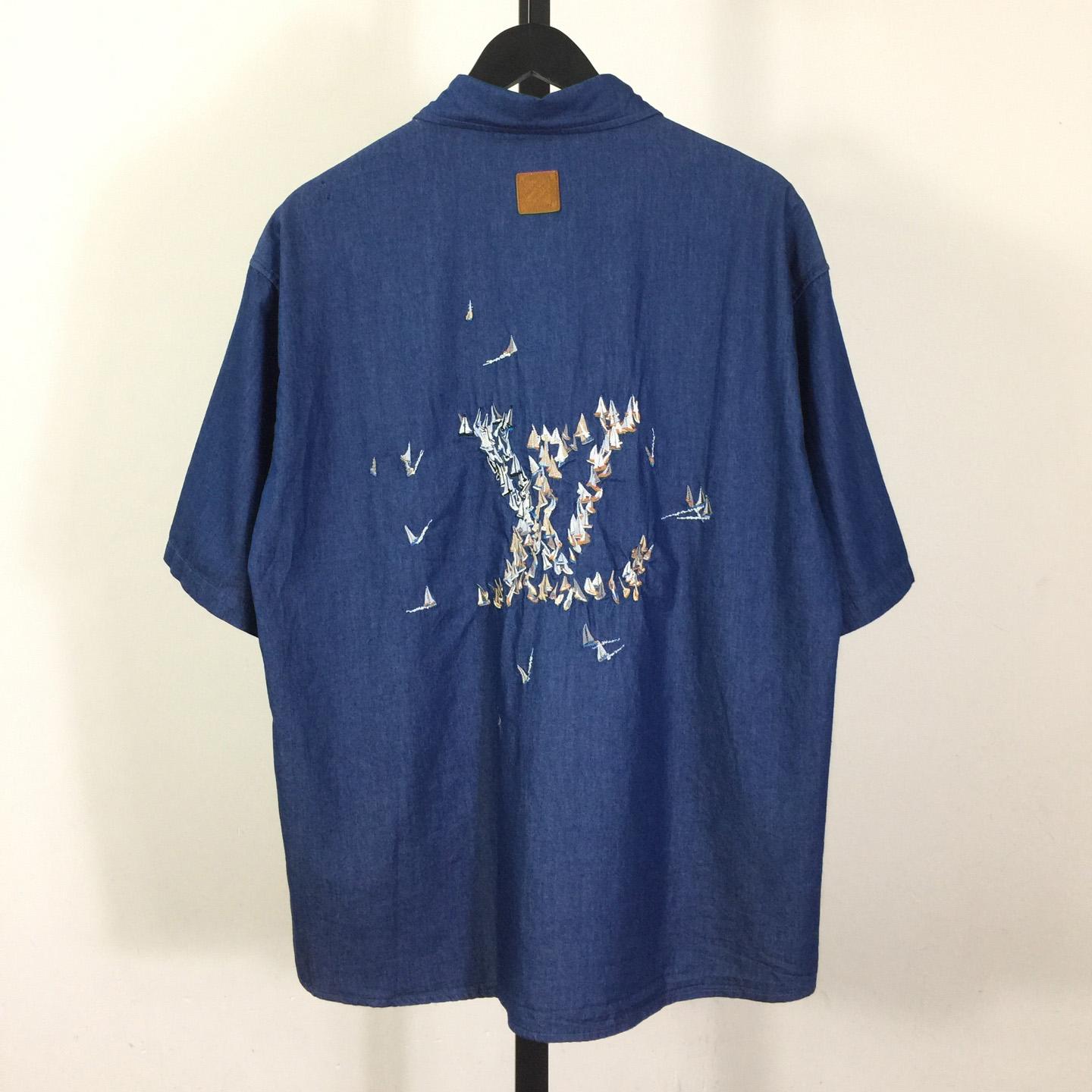 Louis Vuitton Embroidered Chambray Short-Sleeved Shirt   1AHVVX - DopestKickz