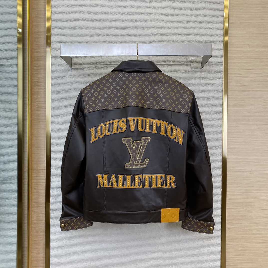 Louis Vuitton Embellished Leather Trucker Jacket  1AHBYF - DopestKickz