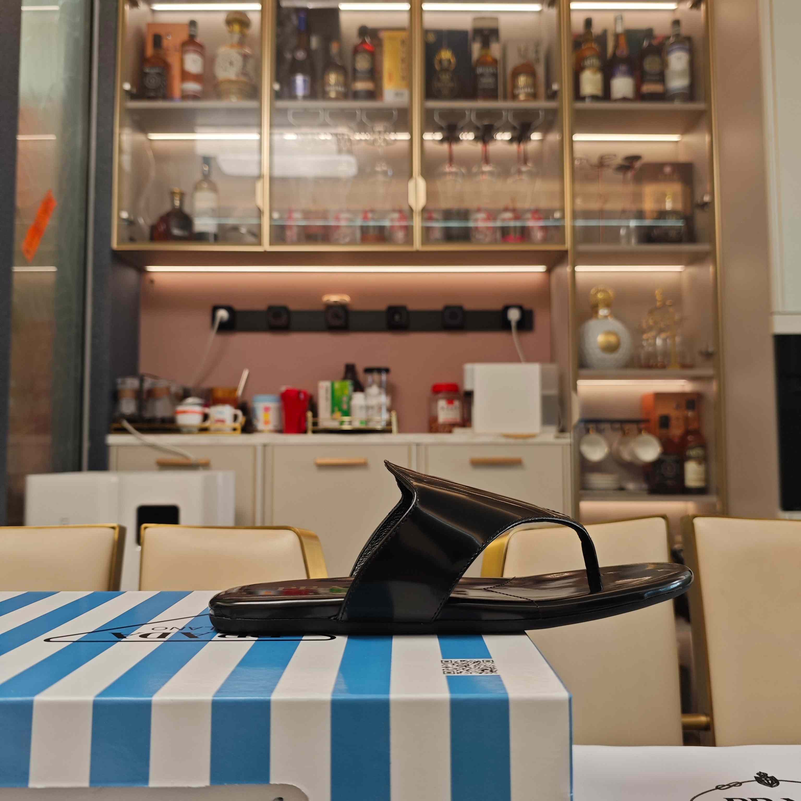 Prada Brushed Leather Thong Sandals - DopestKickz