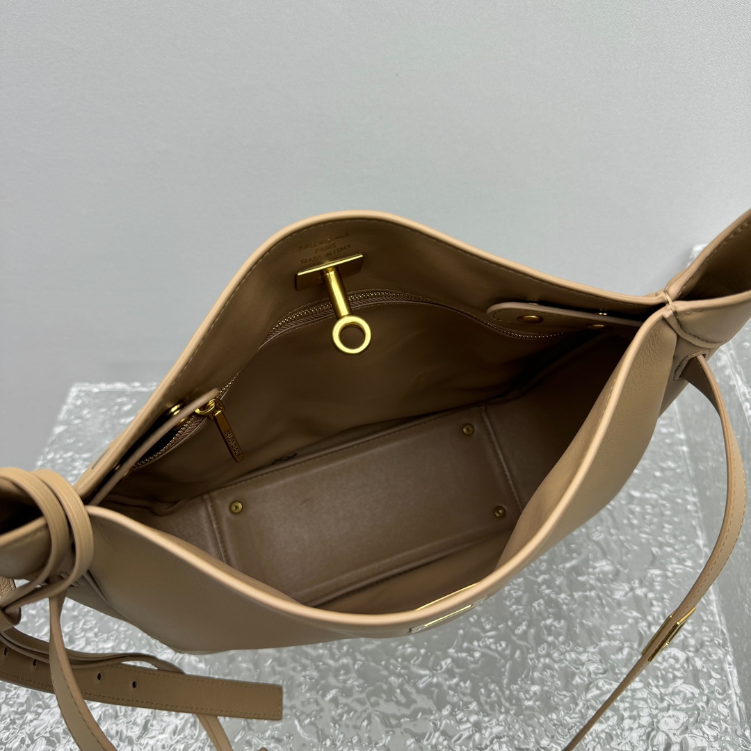 Balenciaga Bel Air Hobo Bag Small In Latte - DopestKickz