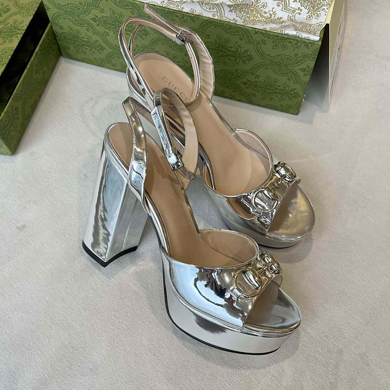 Gucci Silver Leather Sandals    11cm - DopestKickz