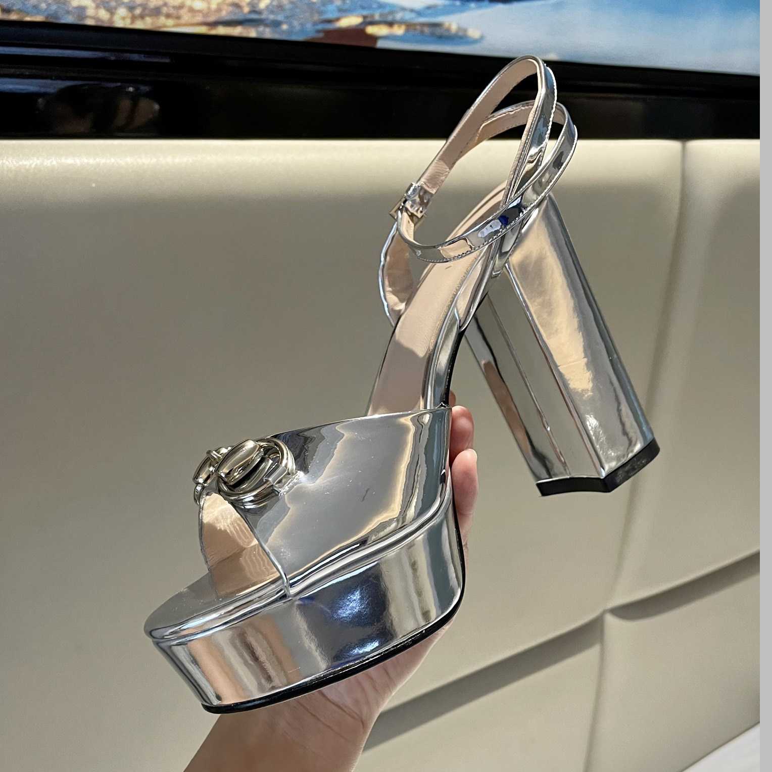 Gucci Silver Leather Sandals    11cm - DopestKickz