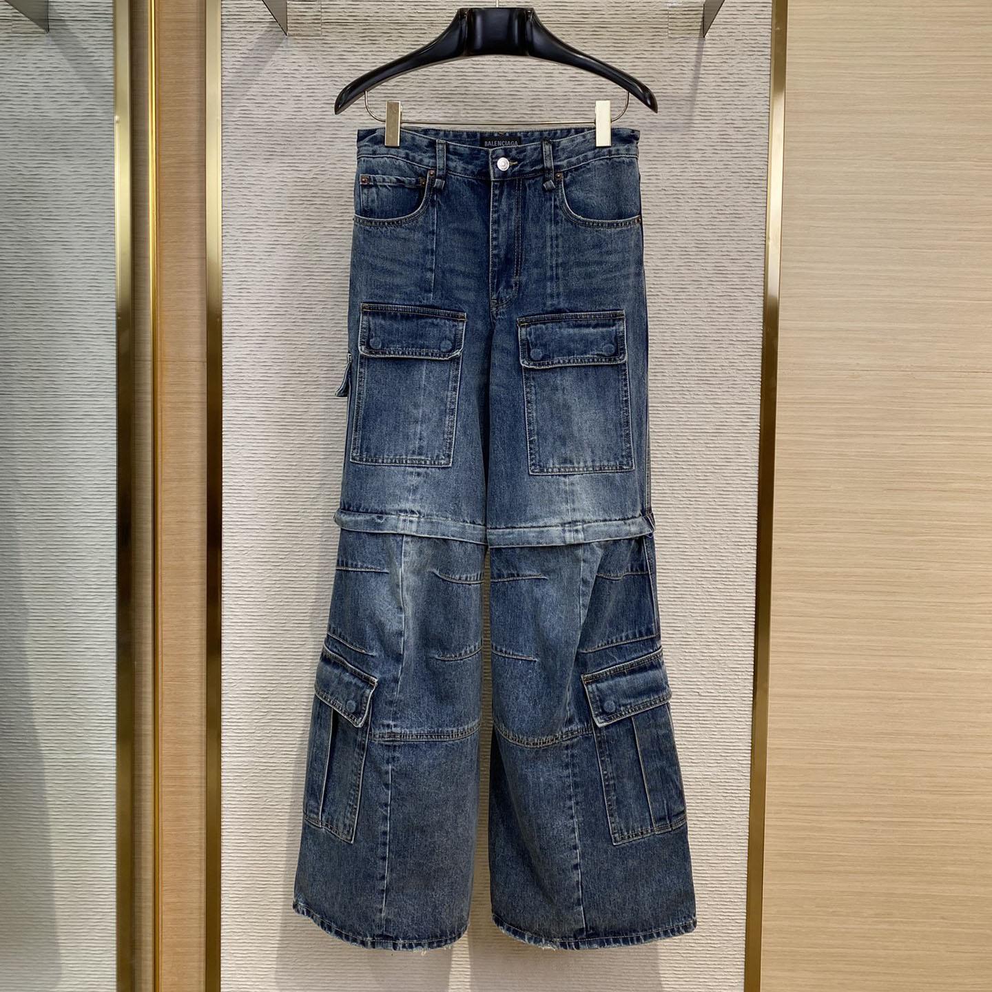 Balenciaga Flared Cargo Pants In Dark Blue - DopestKickz