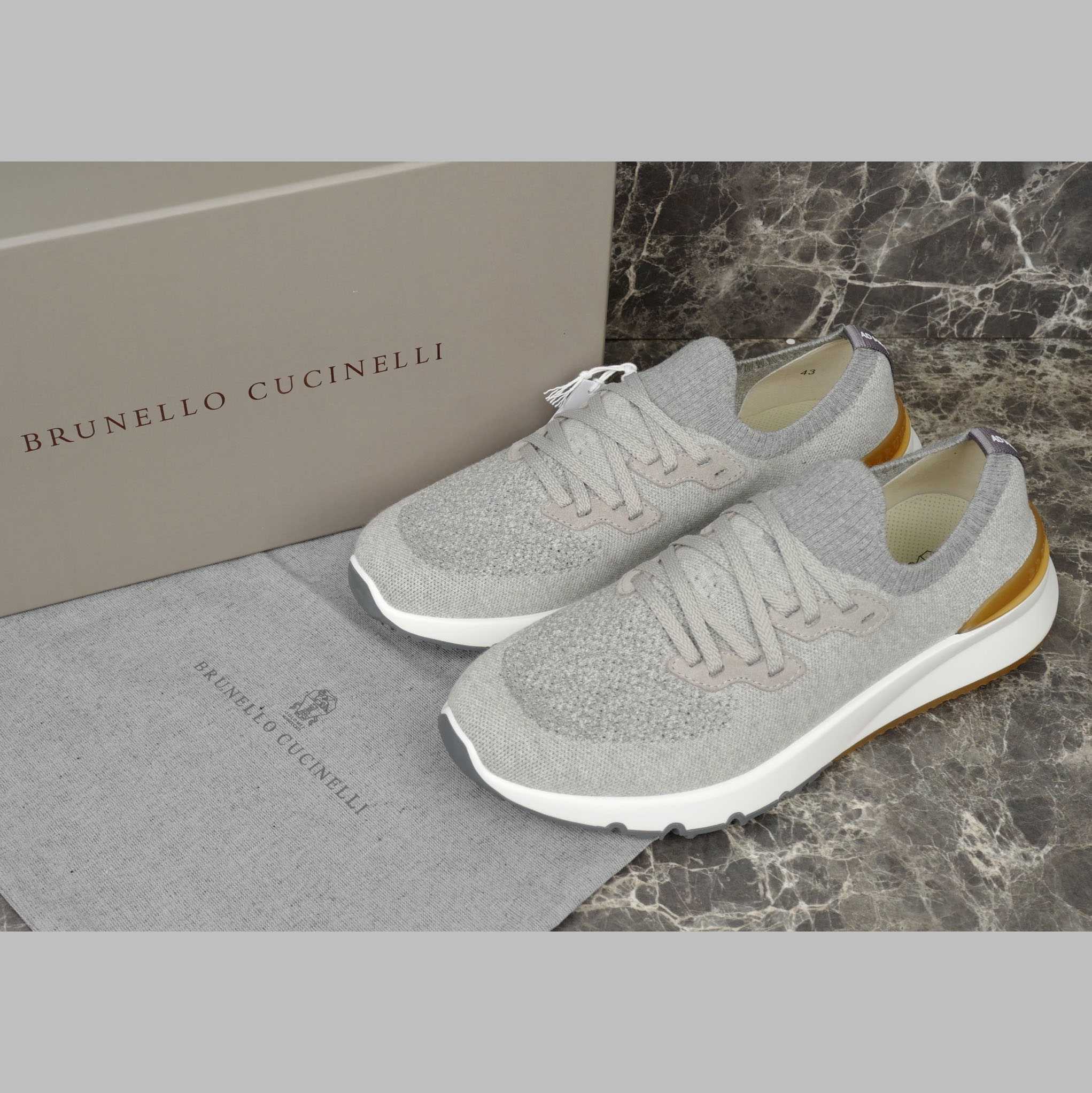 Brunello Cucinelli Cotton Chiné Knit Runners - DopestKickz