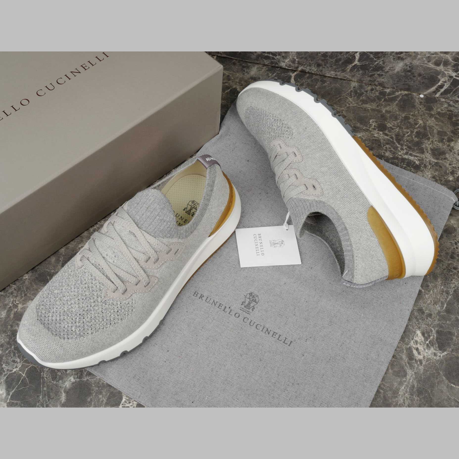 Brunello Cucinelli Cotton Chiné Knit Runners - DopestKickz