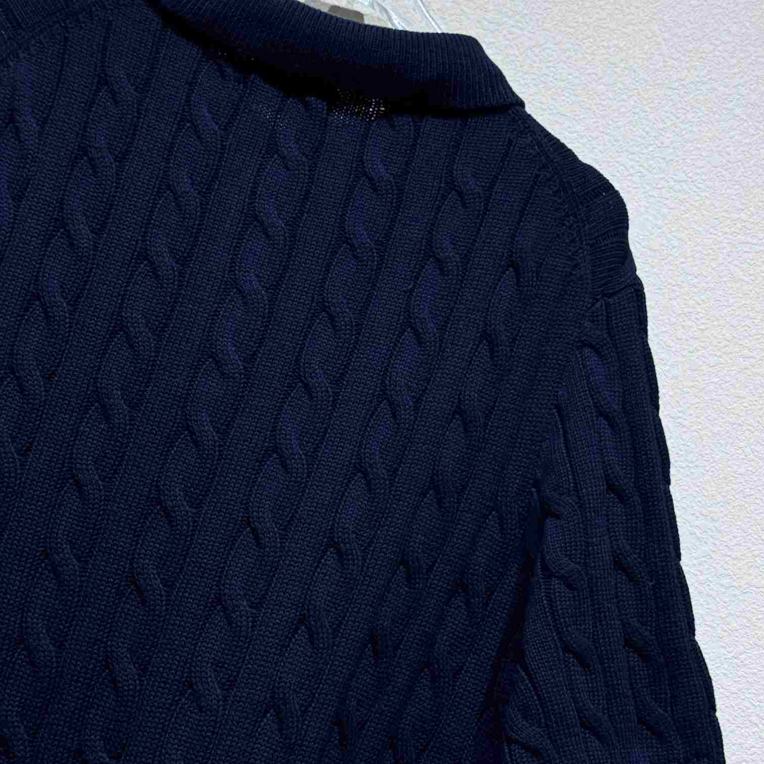 Ralph Lauren Cable-Knit Cotton Polo-Collar Sweater - DopestKickz