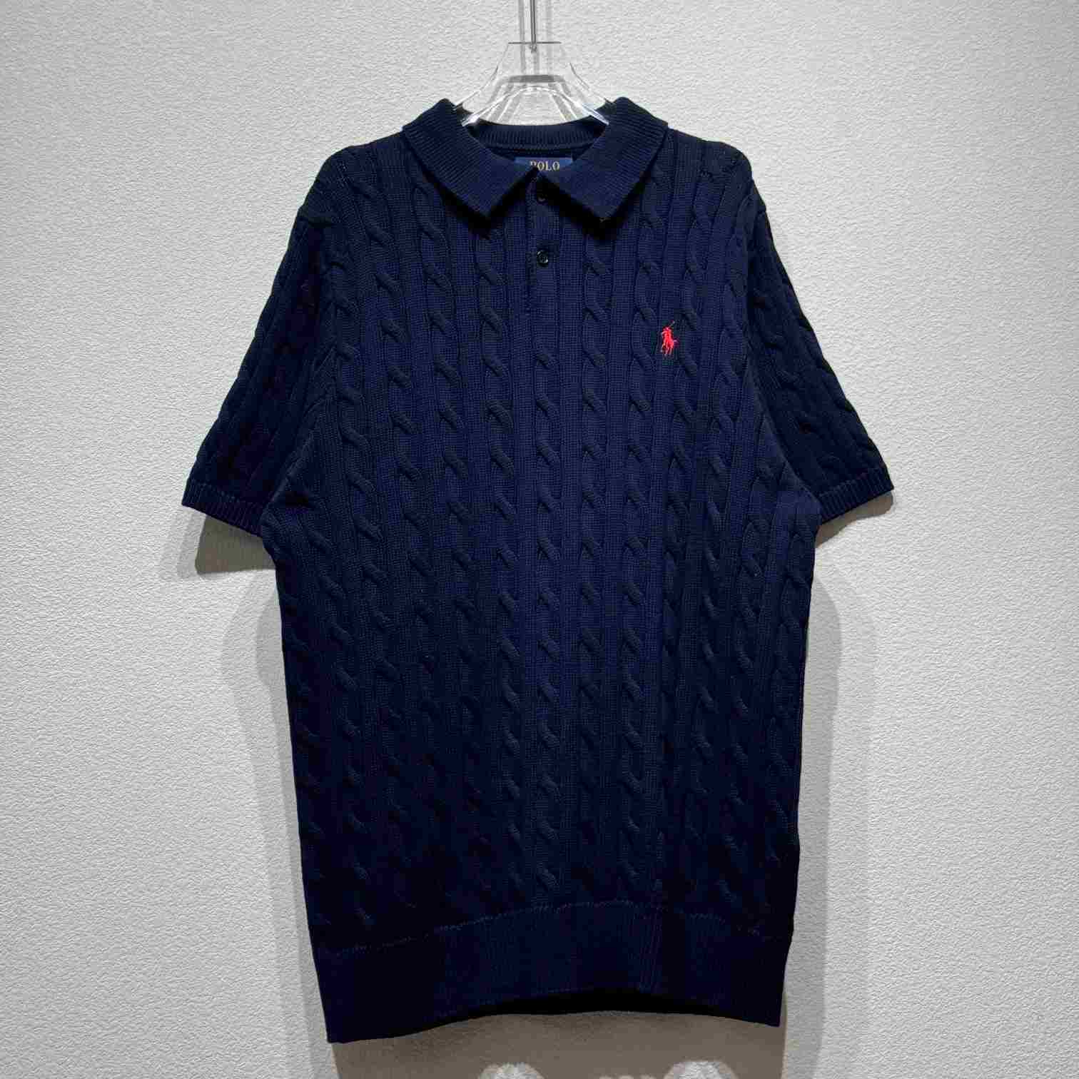 Ralph Lauren Cable-Knit Cotton Polo-Collar Sweater - DopestKickz