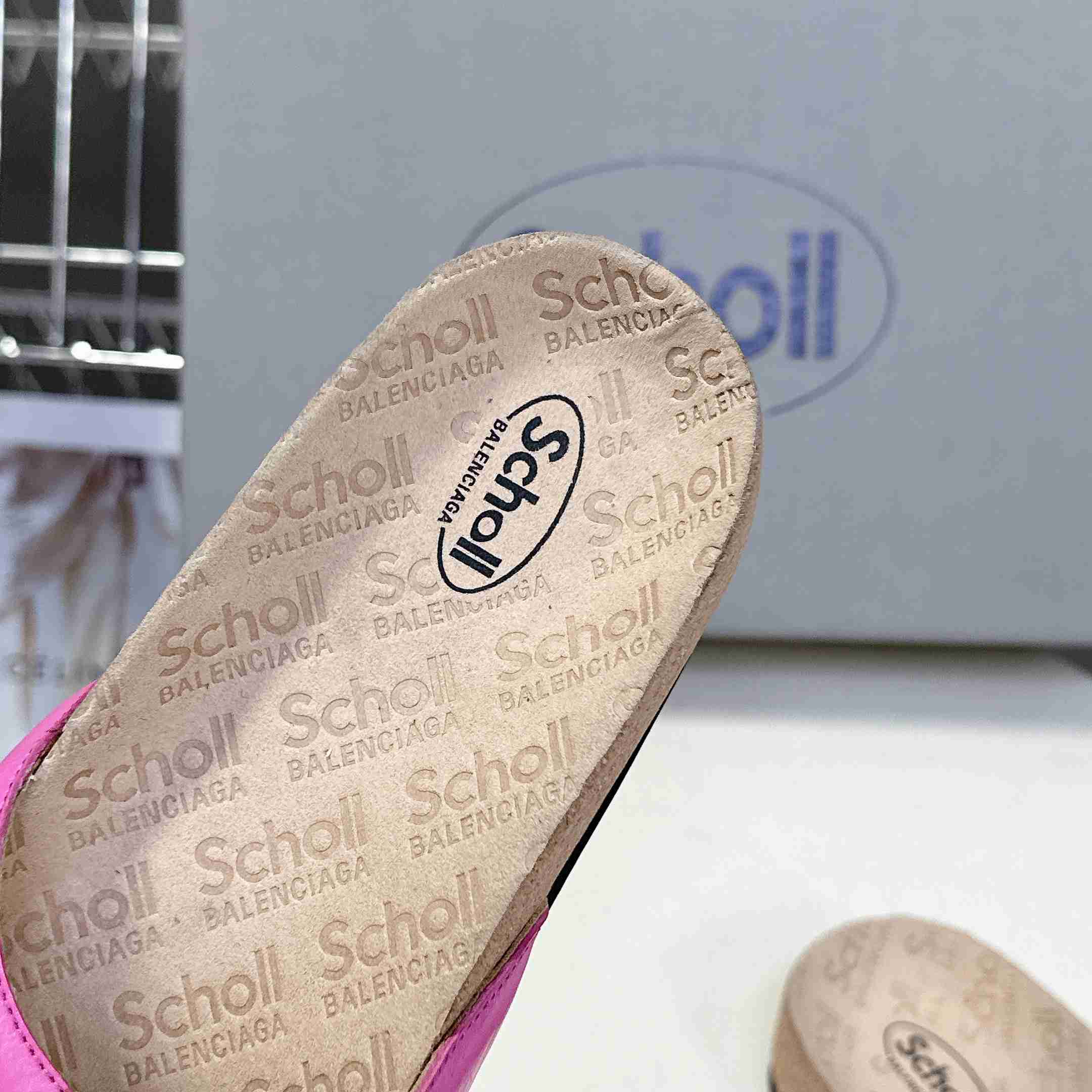 Balenciaga Scholl Flat Sandal In Glossy Pink - DopestKickz