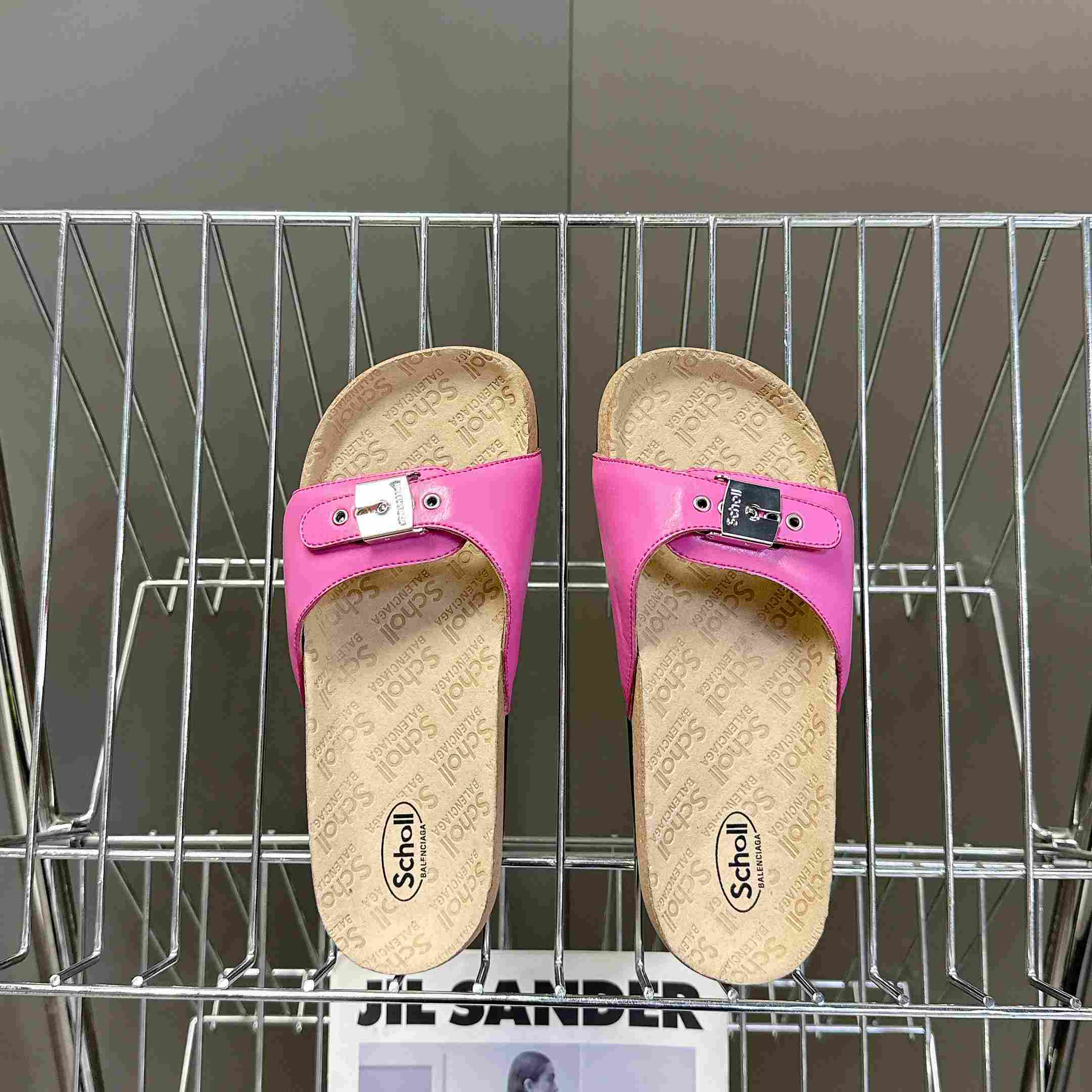 Balenciaga Scholl Flat Sandal In Glossy Pink - DopestKickz