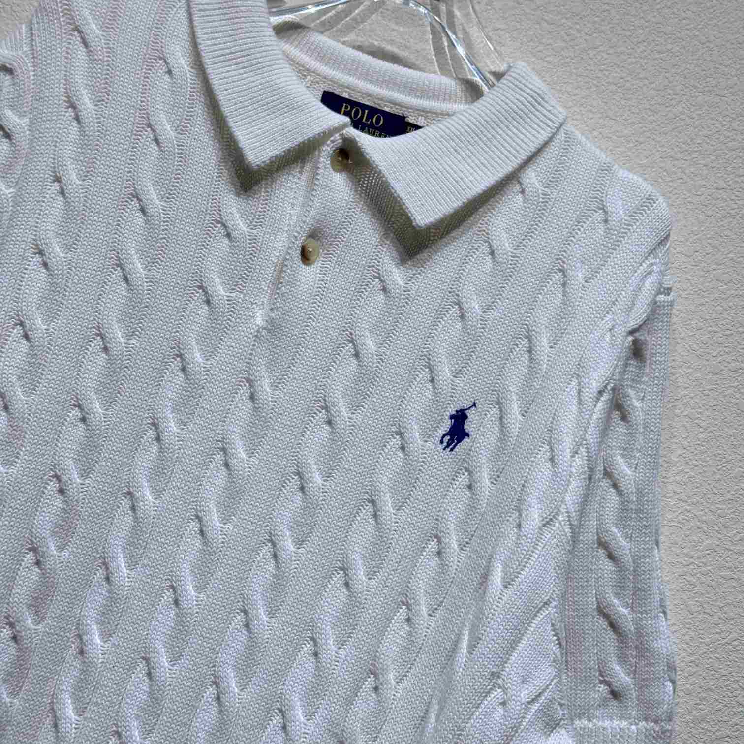 Ralph Lauren Cable-Knit Cotton Polo-Collar Sweater - DopestKickz