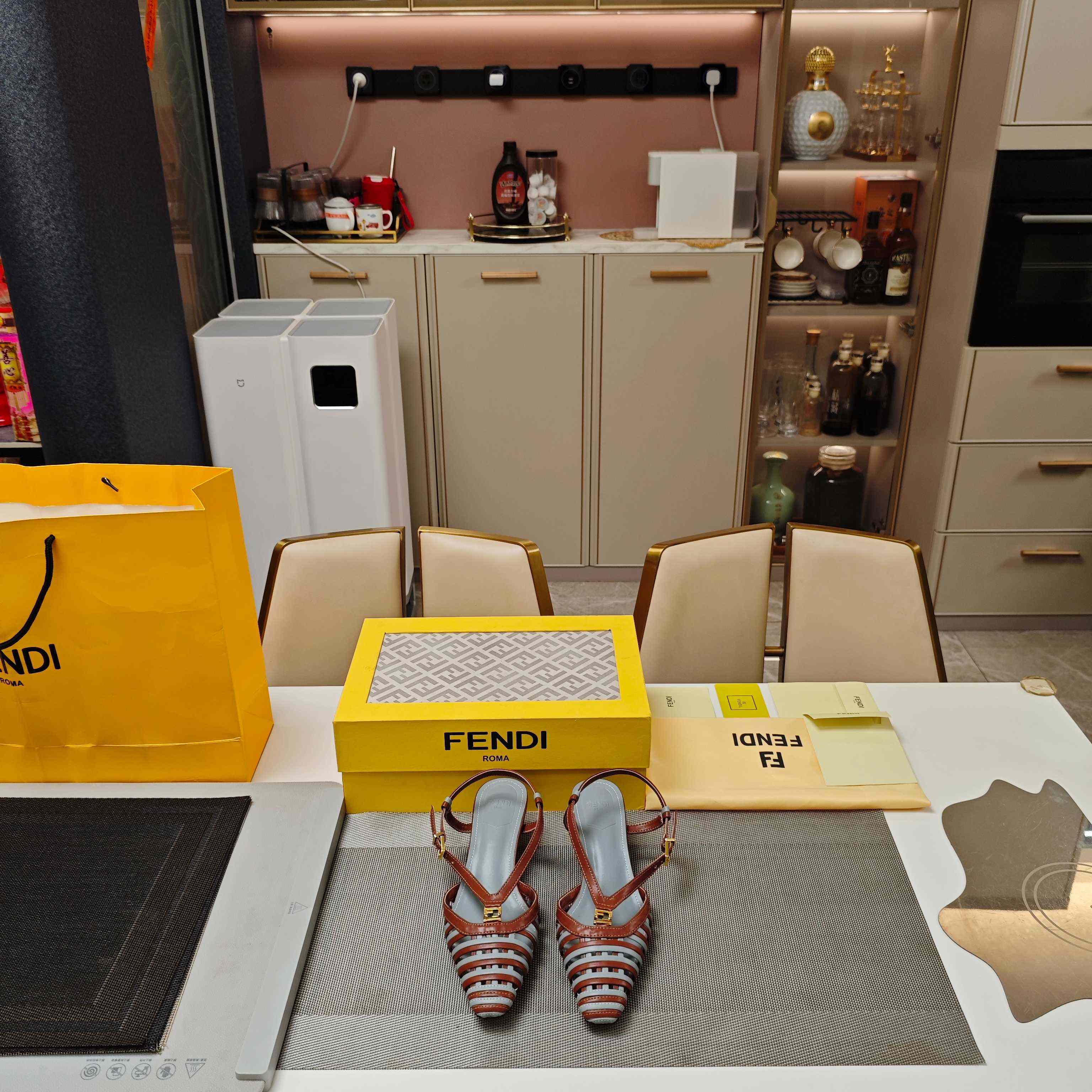 Fendi FFold Brown And Matcha Green Leather Low-heeled Slingbacks - DopestKickz