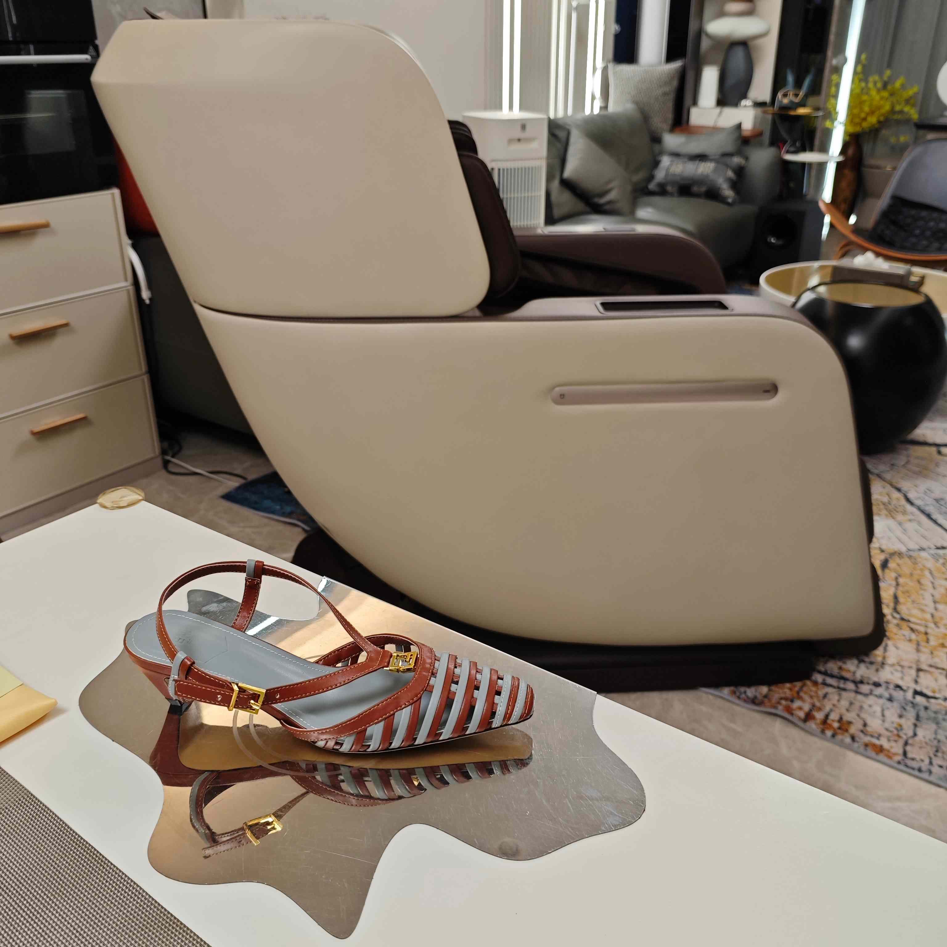 Fendi FFold Brown And Matcha Green Leather Low-heeled Slingbacks - DopestKickz