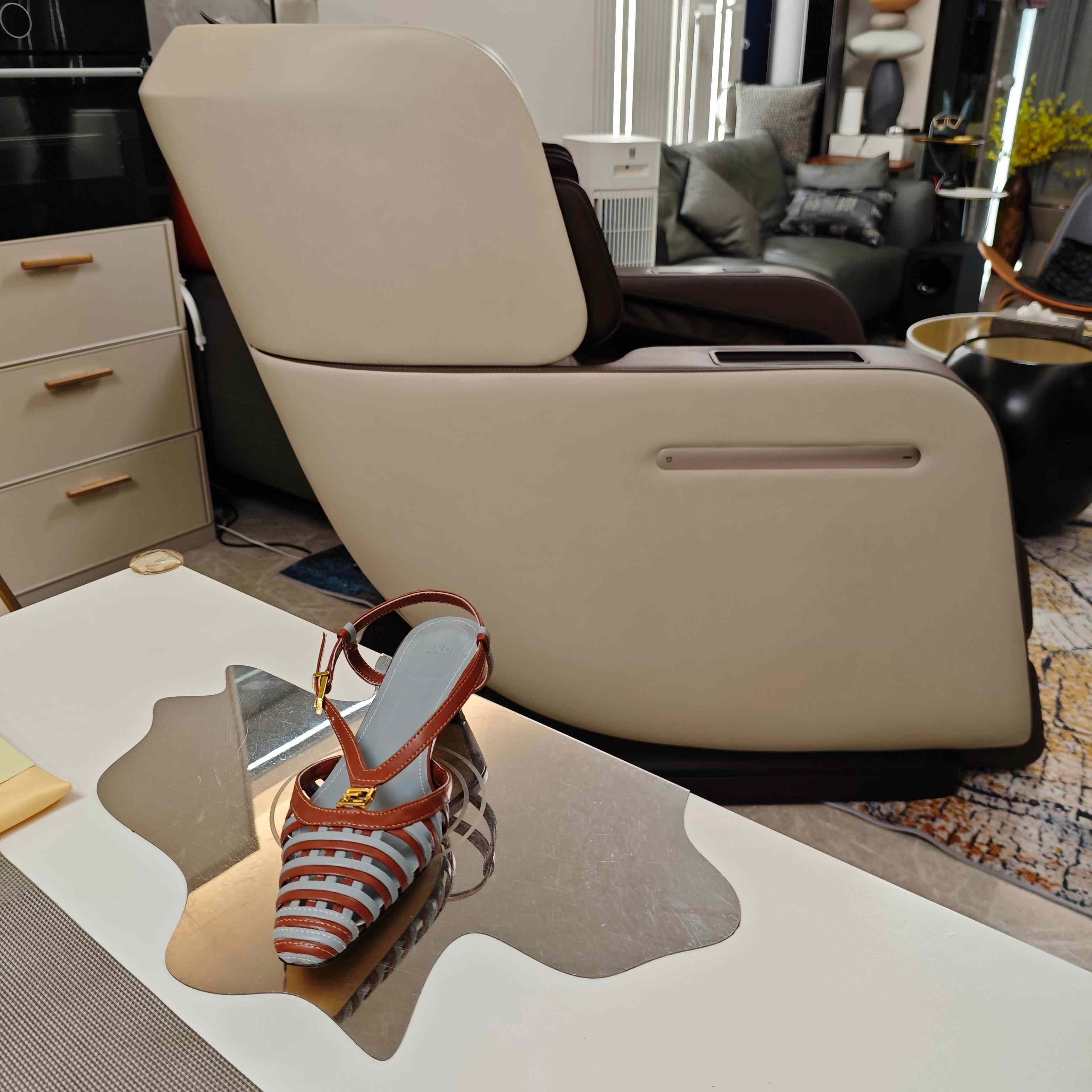 Fendi FFold Brown And Matcha Green Leather Low-heeled Slingbacks - DopestKickz