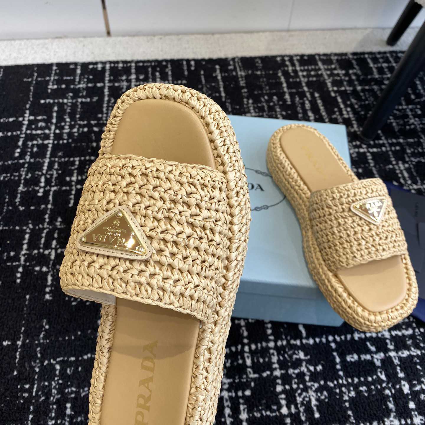 Prada Crochet Flatform Slides - DopestKickz