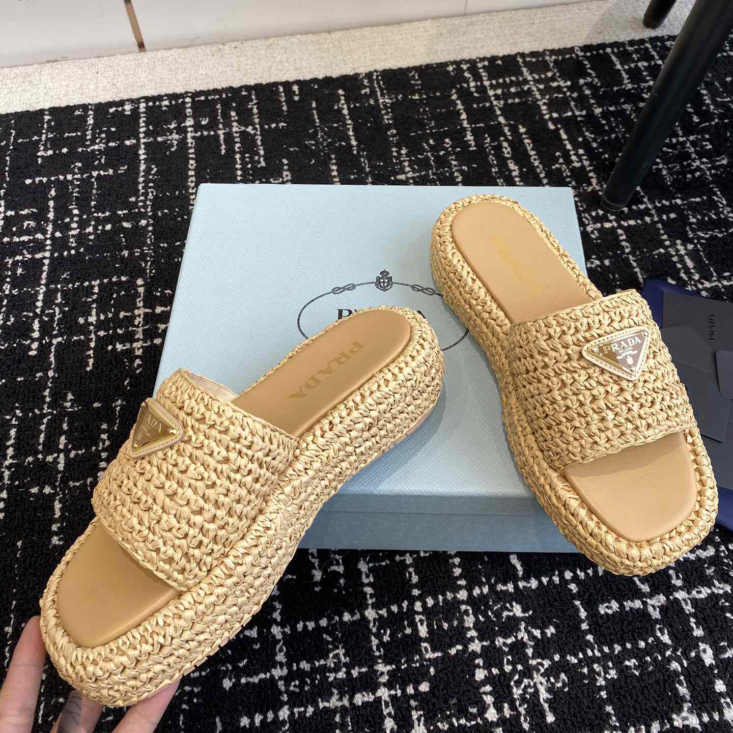 Prada Crochet Flatform Slides - DopestKickz