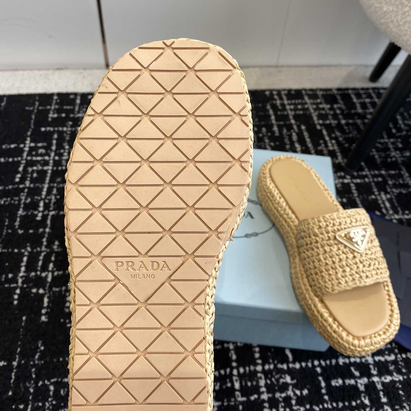 Prada Crochet Flatform Slides - DopestKickz