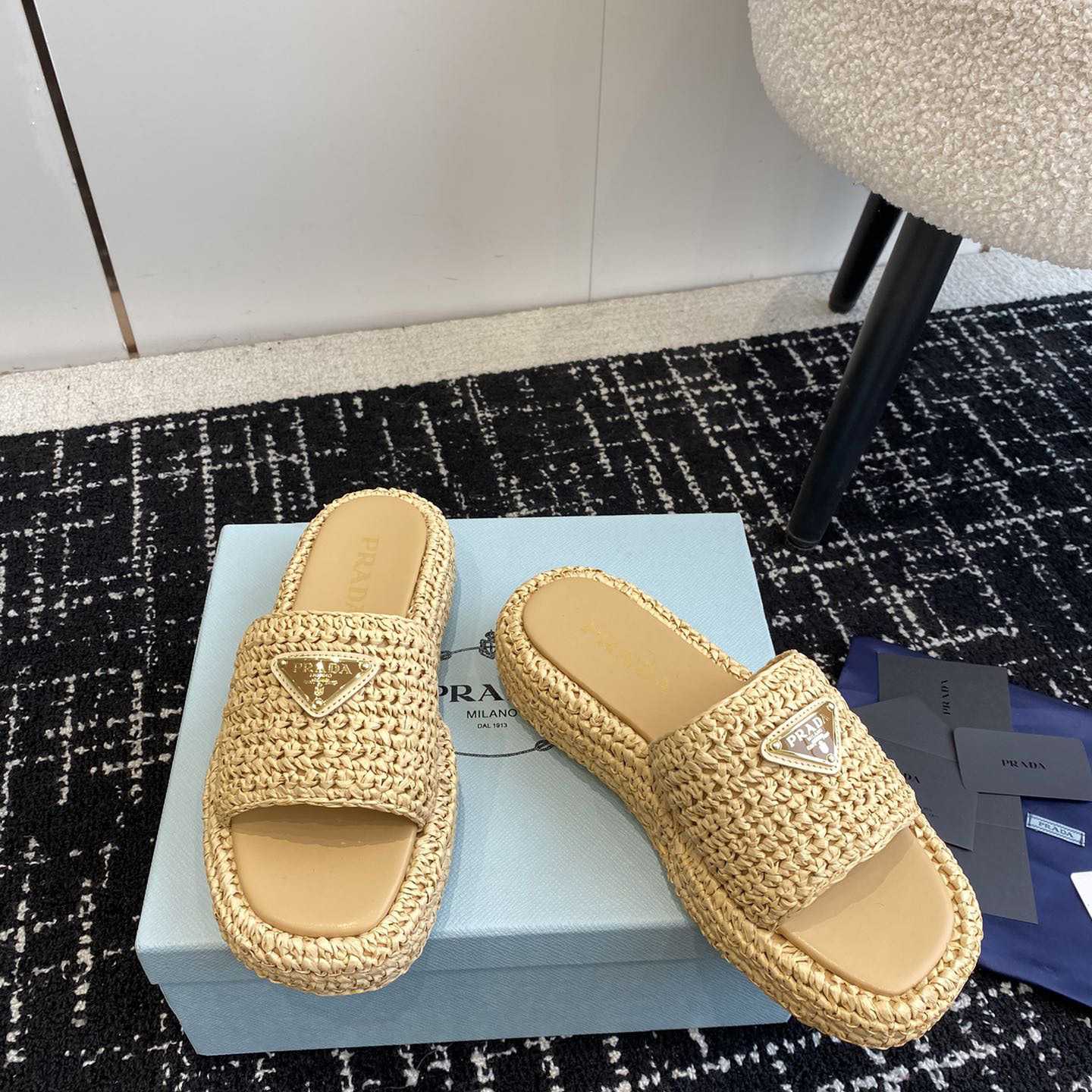 Prada Crochet Flatform Slides - DopestKickz