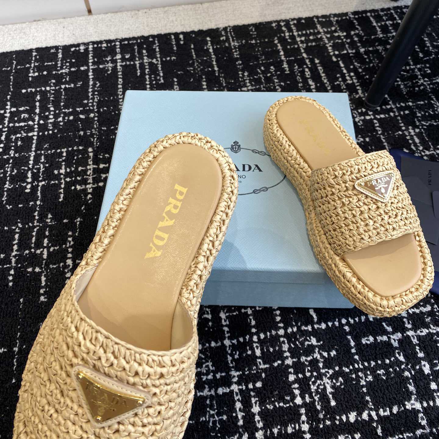 Prada Crochet Flatform Slides - DopestKickz