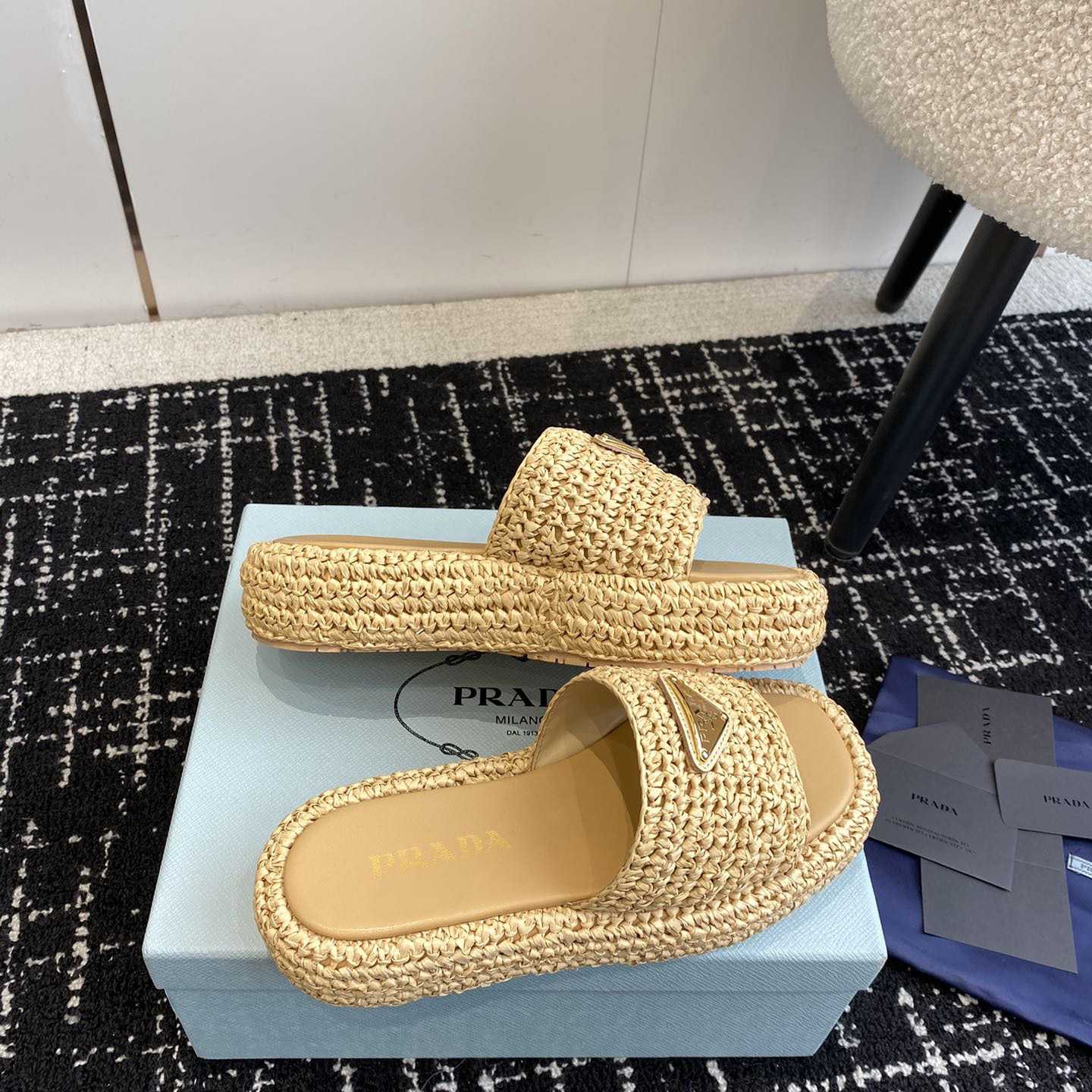 Prada Crochet Flatform Slides - DopestKickz