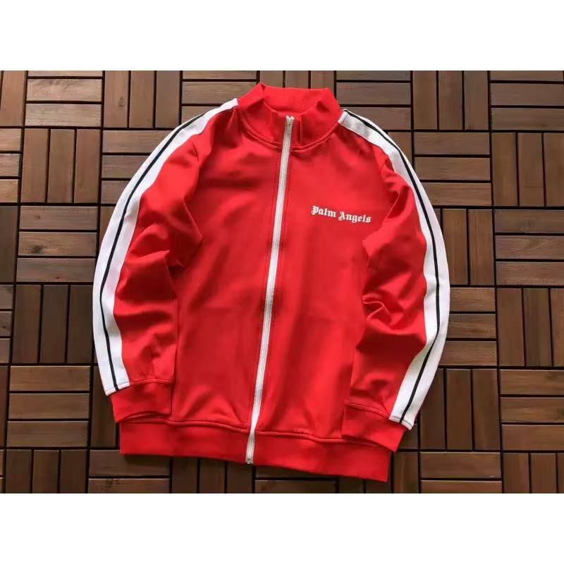 Palm Angels Zip Up Track Jacket 'Red/White' - DopestKickz