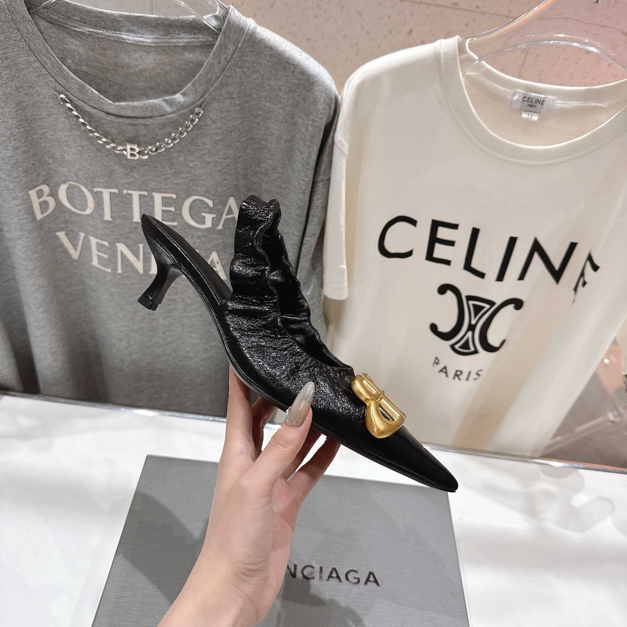 Balenciaga Monaco 50mm Slingback In Black Arena Lambskin - DopestKickz