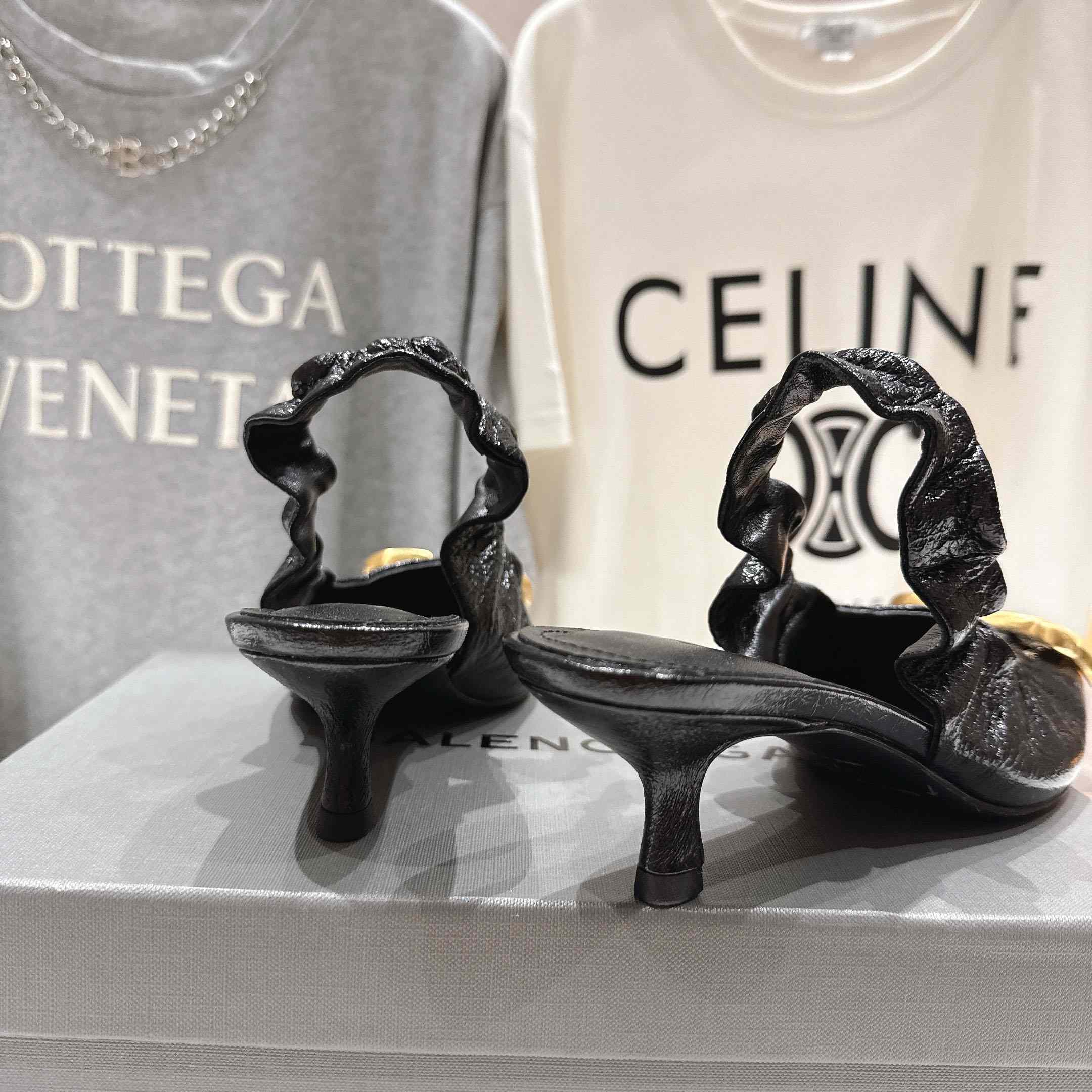 Balenciaga Monaco 50mm Slingback In Black Arena Lambskin - DopestKickz