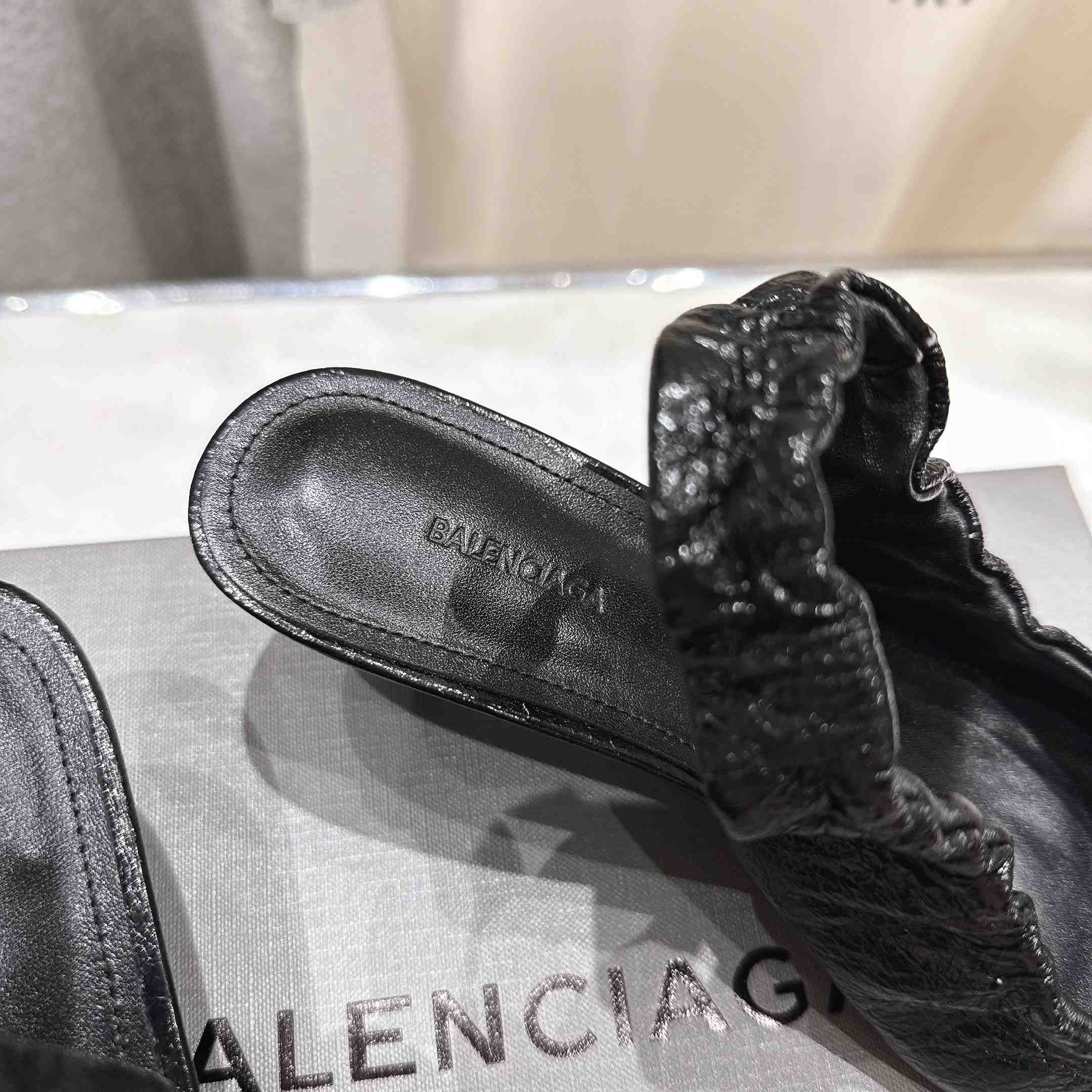 Balenciaga Monaco 50mm Slingback In Black Arena Lambskin - DopestKickz