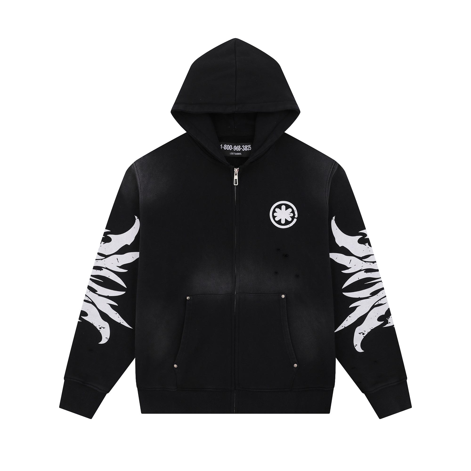 LostShdws Complex Con Exclusive Acid Wash Zip Up Hoodie Black - DopestKickz