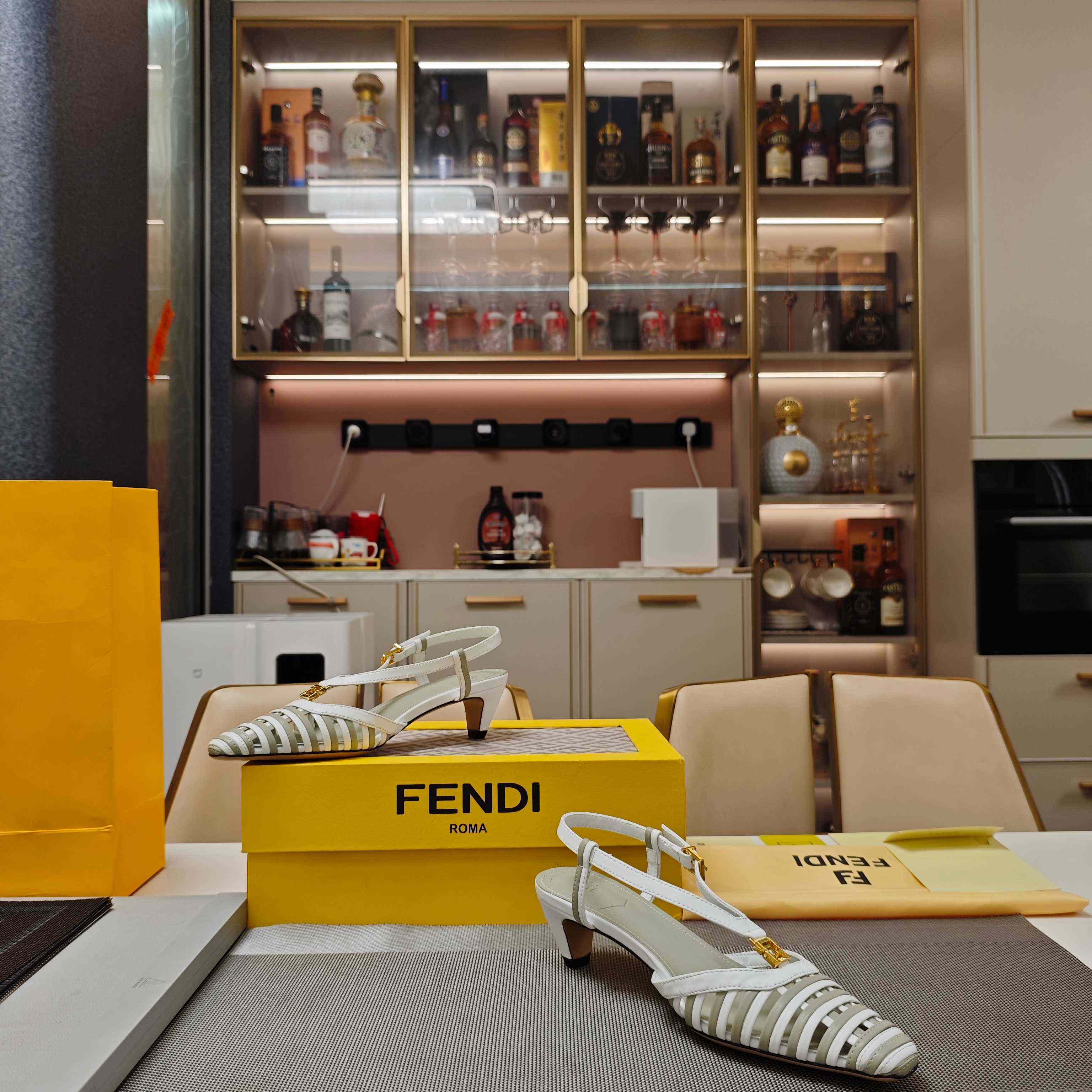 Fendi FFold Leather Low-heeled Slingbacks - DopestKickz