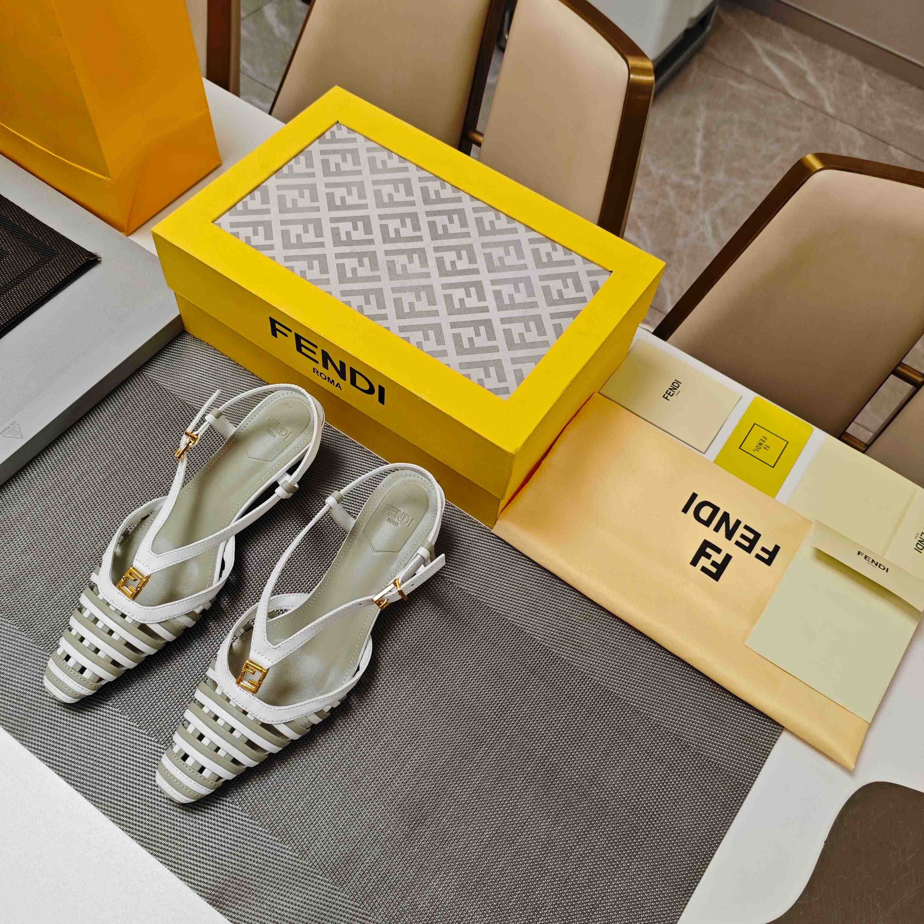 Fendi FFold Leather Low-heeled Slingbacks - DopestKickz