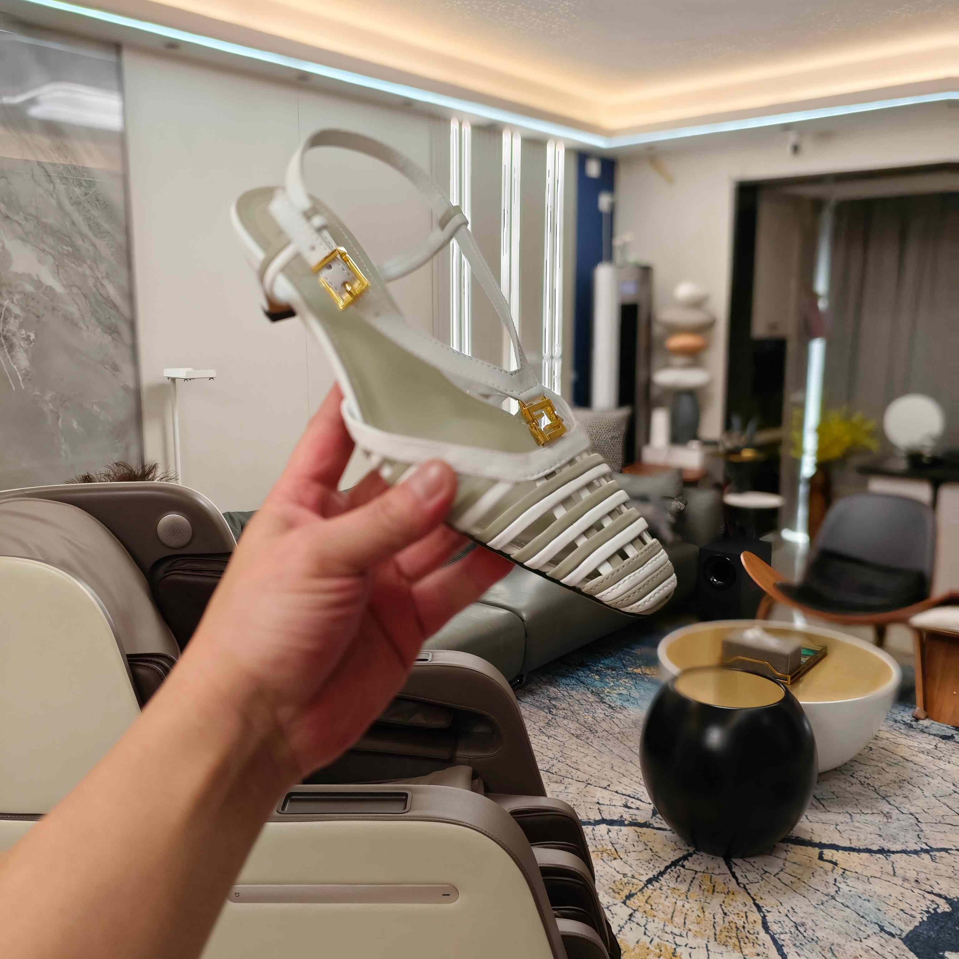 Fendi FFold Leather Low-heeled Slingbacks - DopestKickz