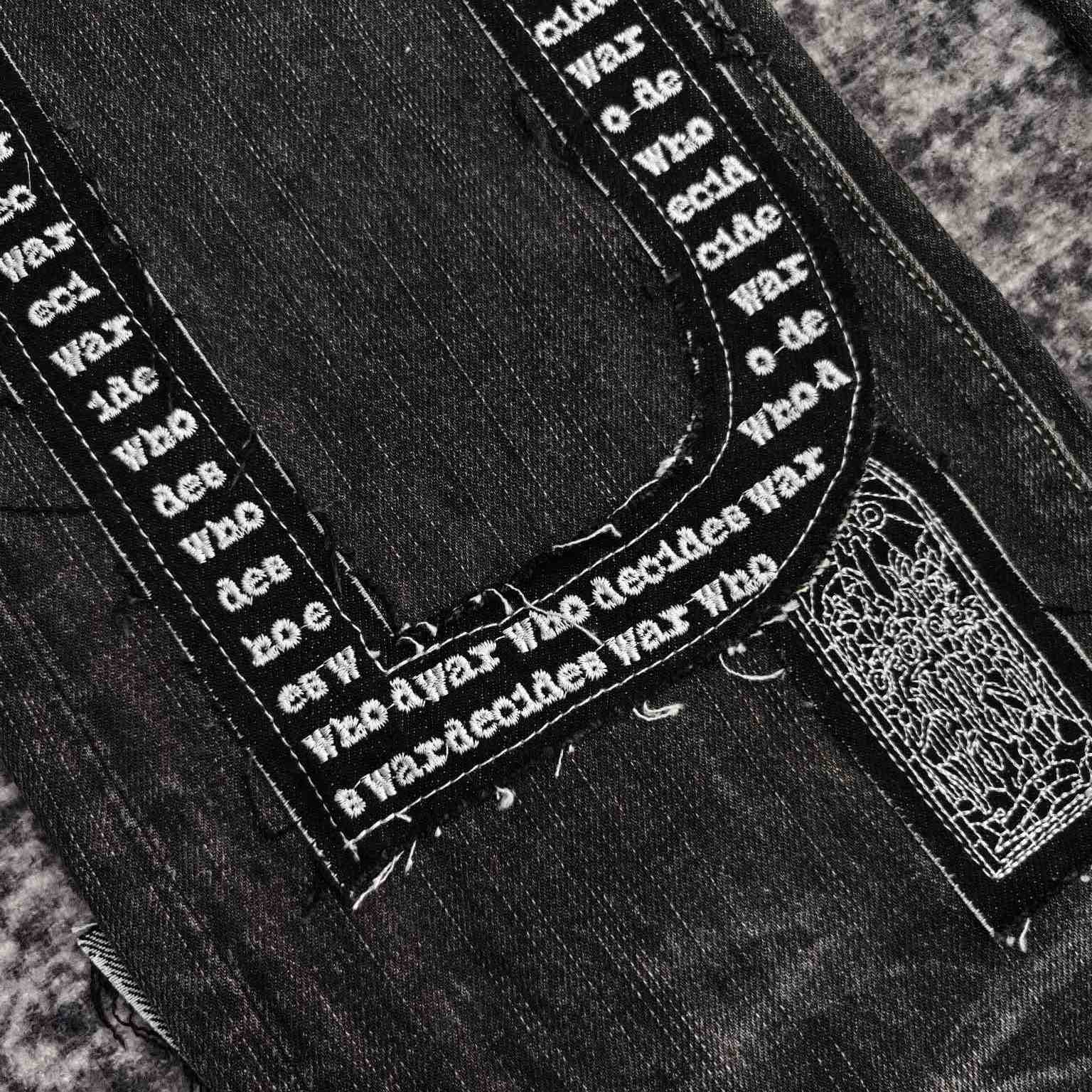 Who Decides War Motif Patched Jeans   701 - DopestKickz