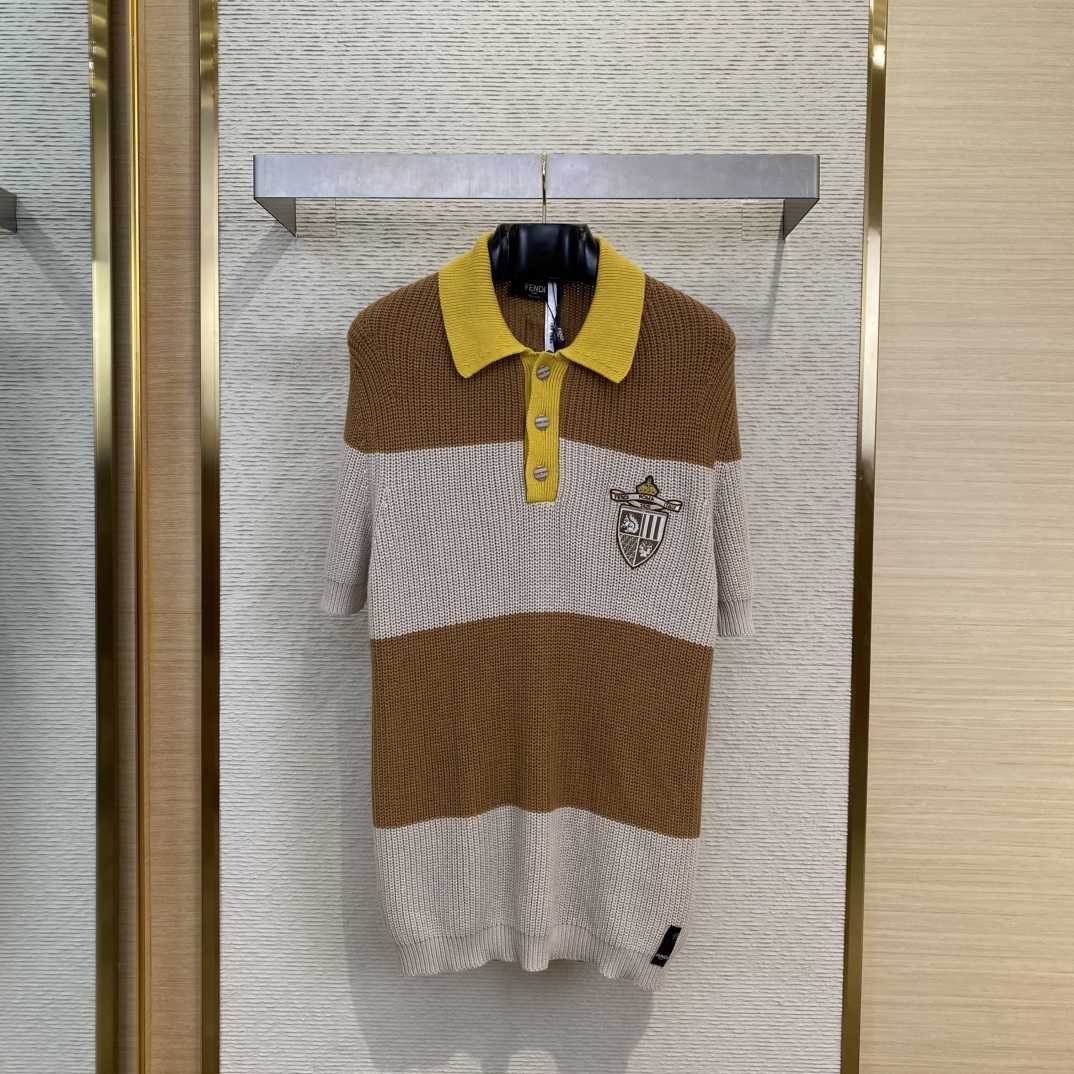 Fendi Yellow And Beige Cotton Jersey Polo Shirt - DopestKickz