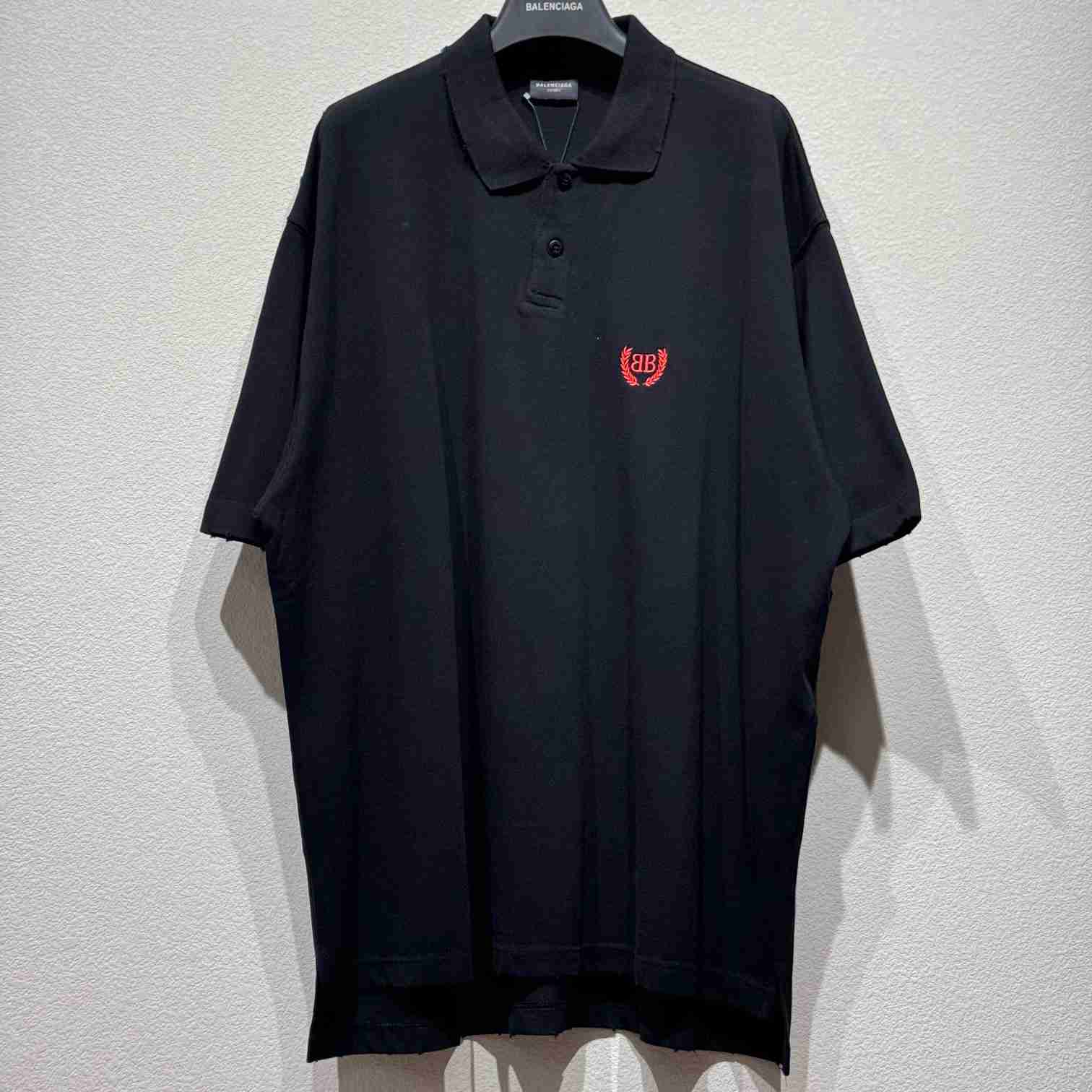 Balenciaga Laurel Classic Short Sleeve Regular Polo In Faded Black  - DopestKickz