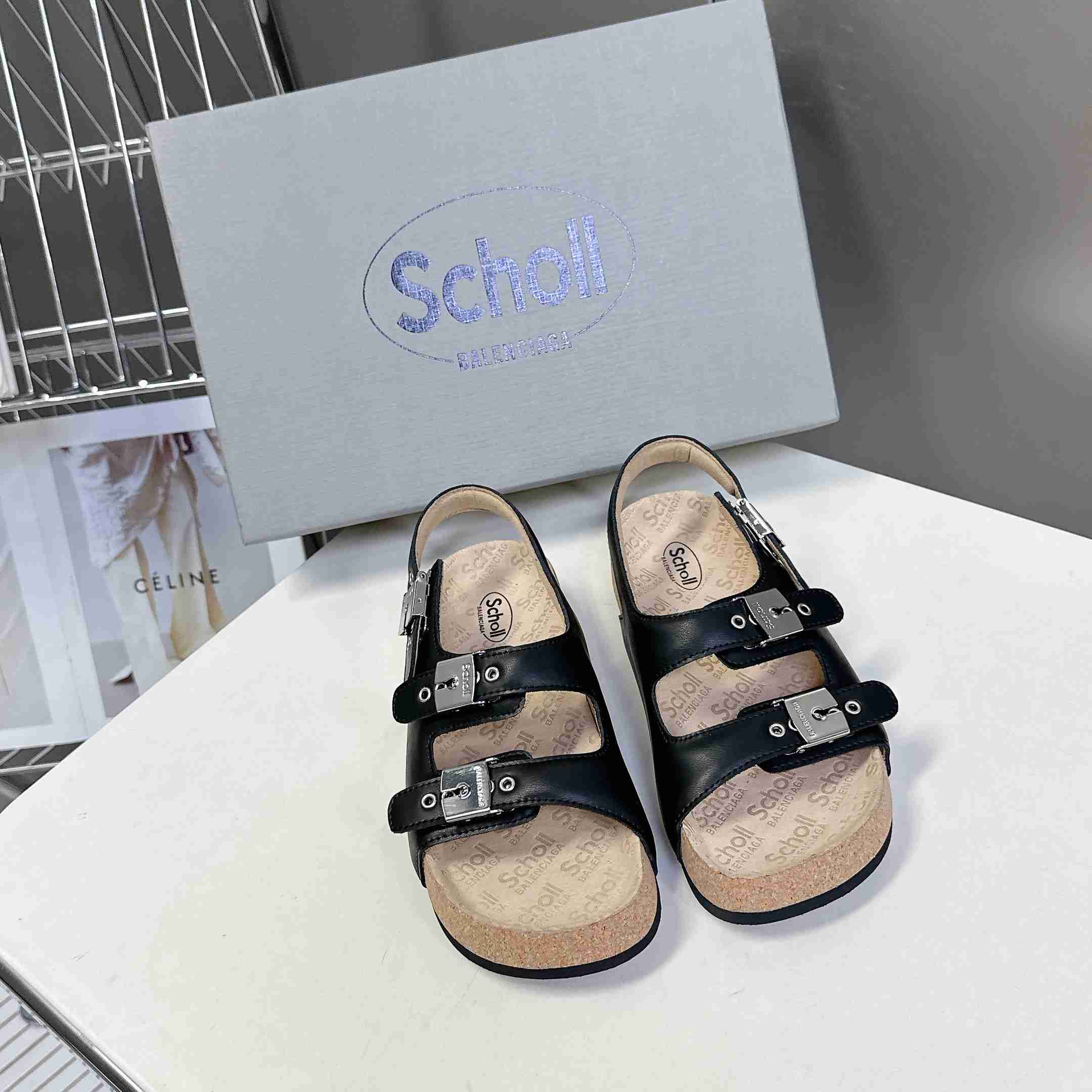 Balenciaga Scholl Flat Sandal In Black - DopestKickz