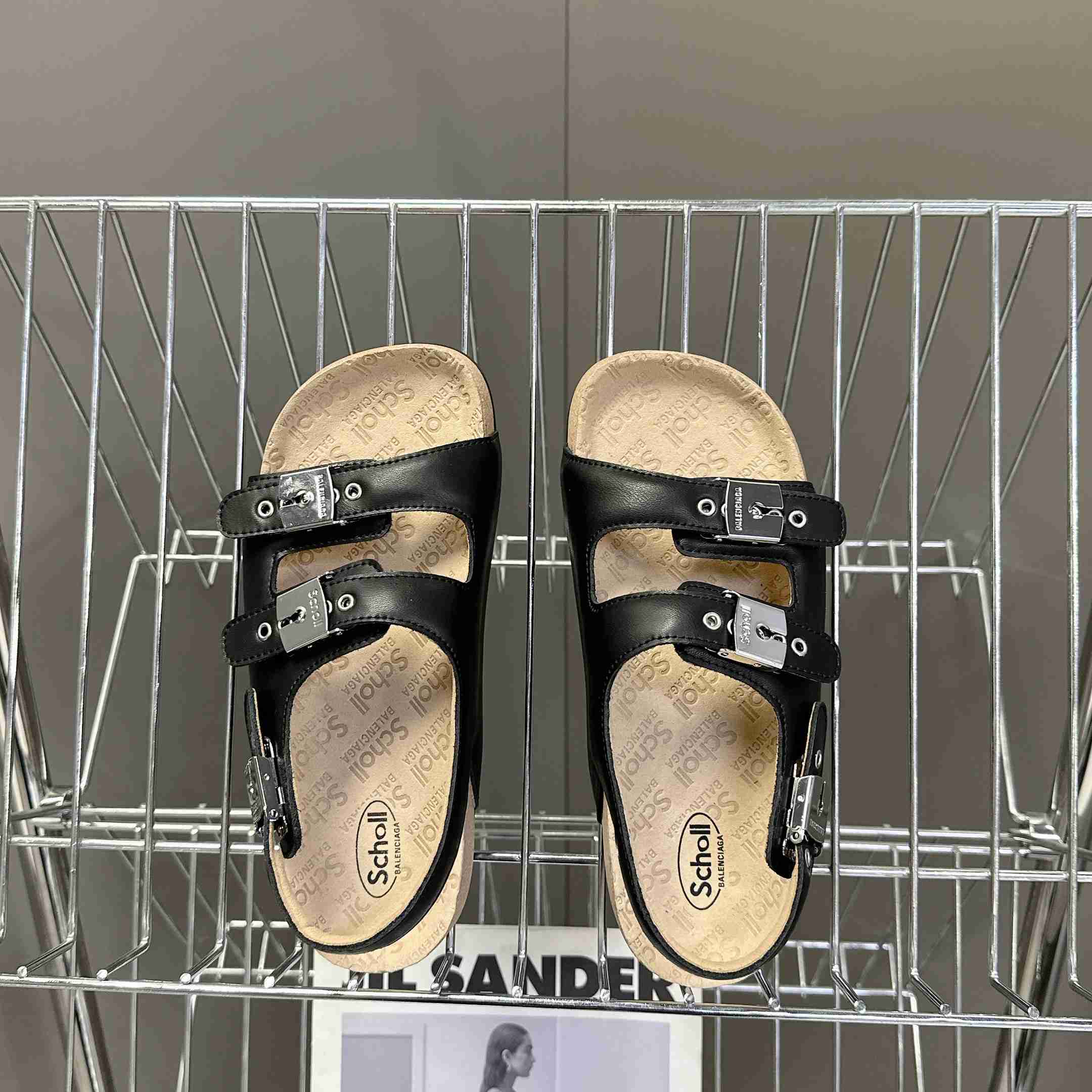 Balenciaga Scholl Flat Sandal In Black - DopestKickz