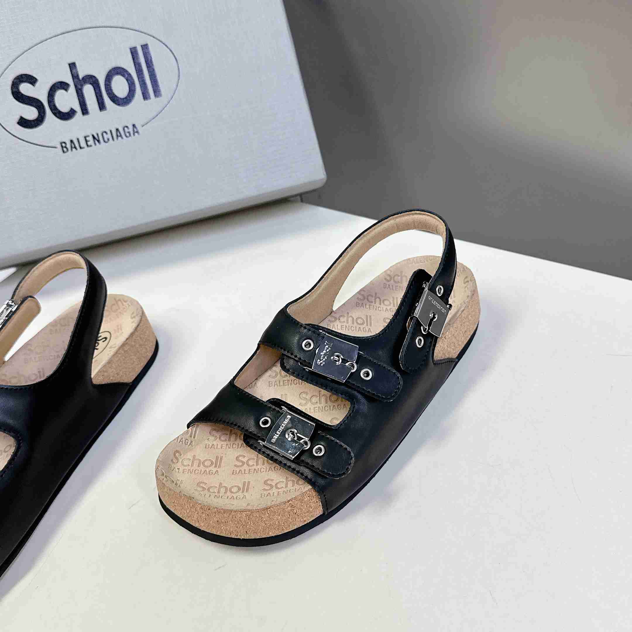 Balenciaga Scholl Flat Sandal In Black - DopestKickz