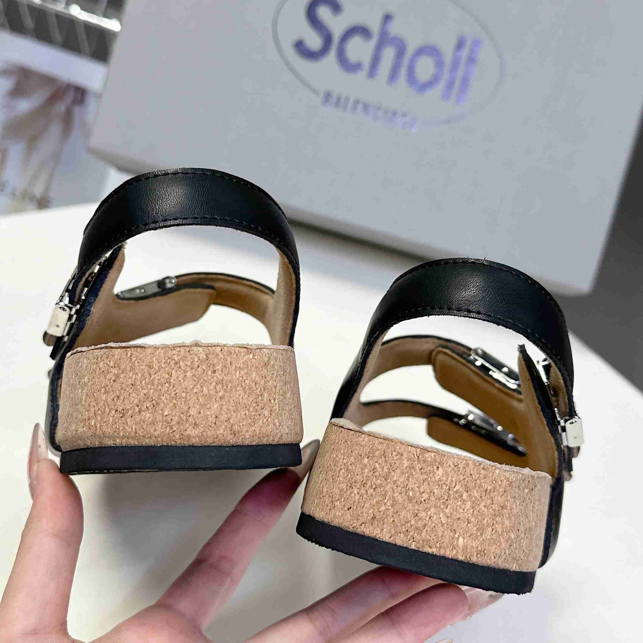 Balenciaga Scholl Flat Sandal In Black - DopestKickz