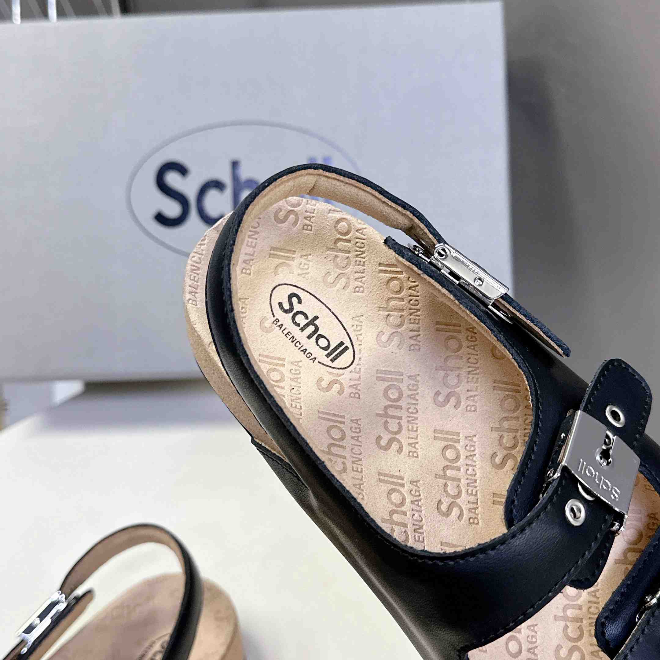 Balenciaga Scholl Flat Sandal In Black - DopestKickz