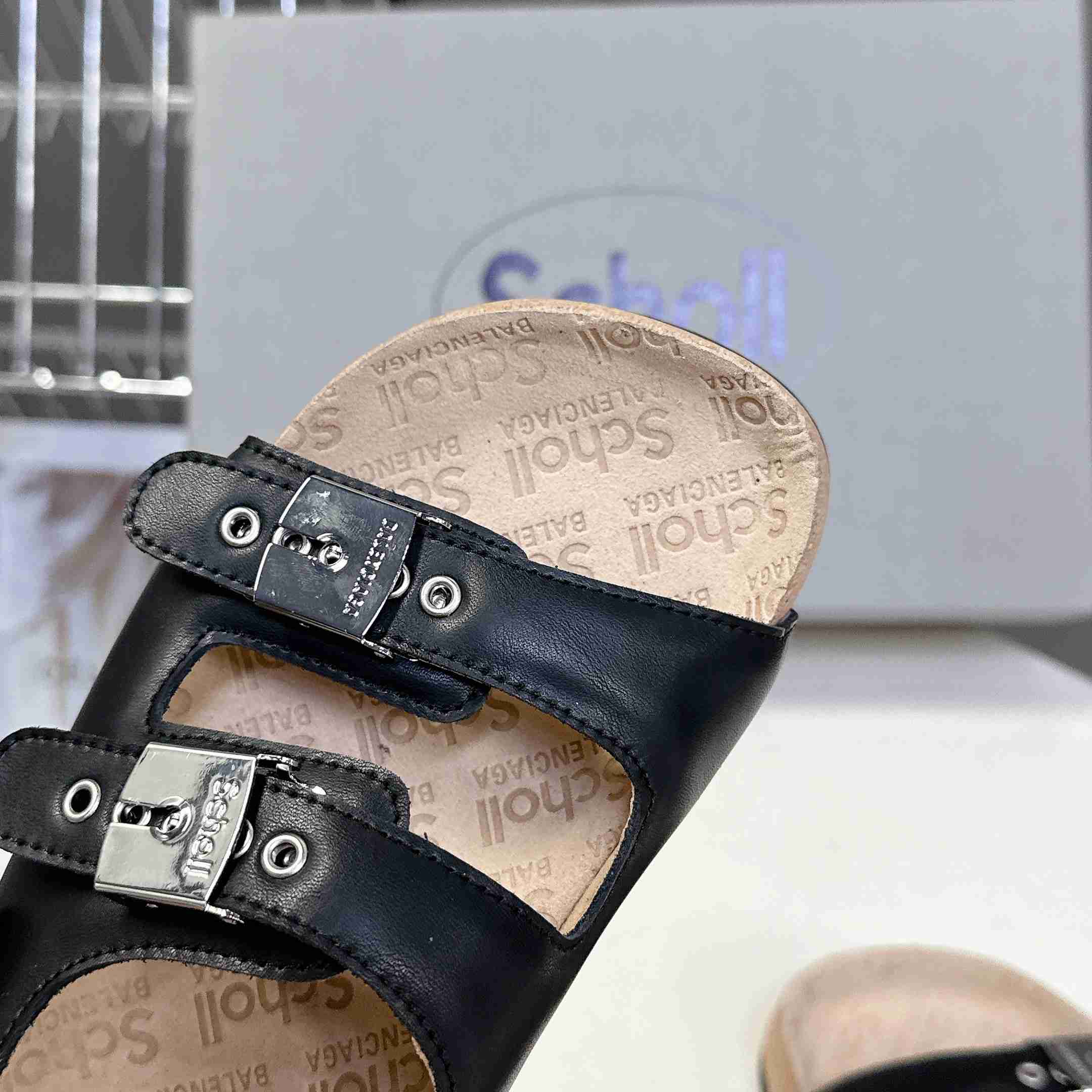 Balenciaga Scholl Flat Sandal In Black - DopestKickz