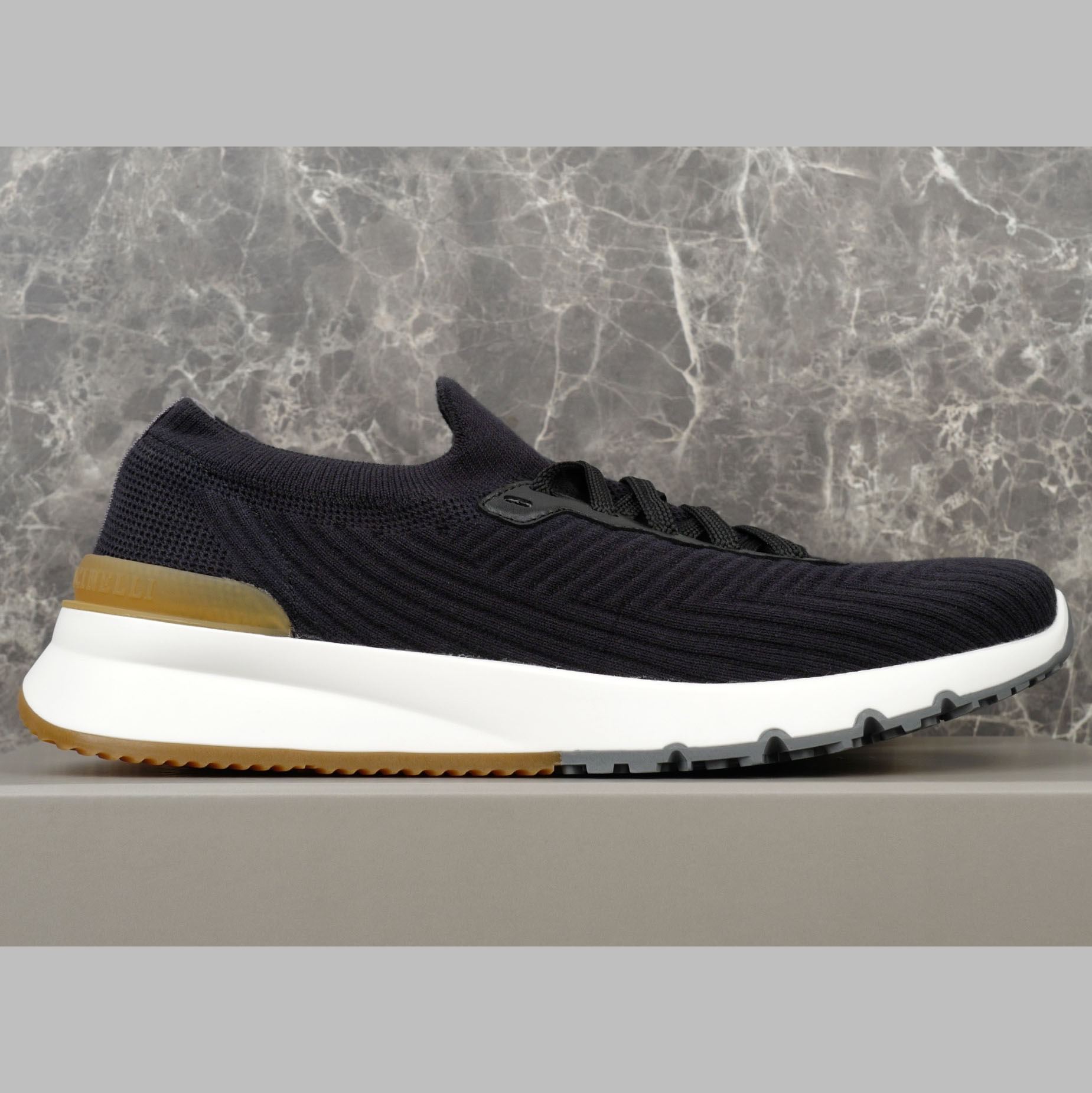 Brunello Cucinelli Cotton Knit And Semi-polished Calfskin Runners - DopestKickz