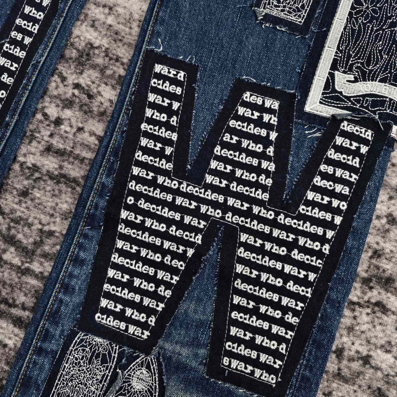 Who Decides War Motif Patched Jeans   702 - DopestKickz