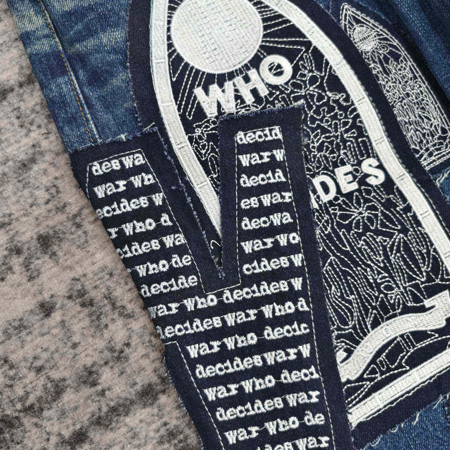 Who Decides War Motif Patched Jeans   702 - DopestKickz